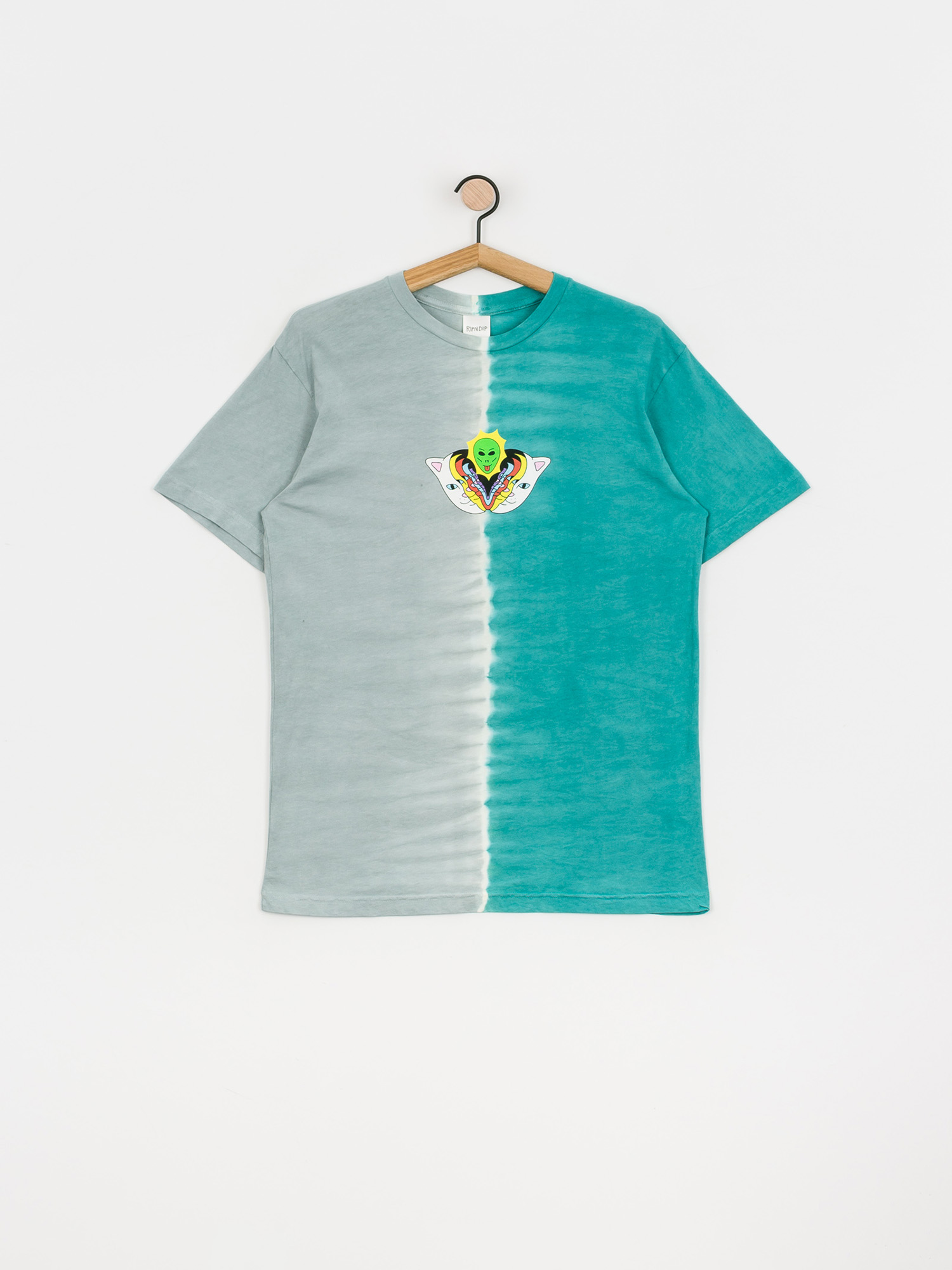 T-shirt RipNDip Splitting Heads (teal & grey split dye)