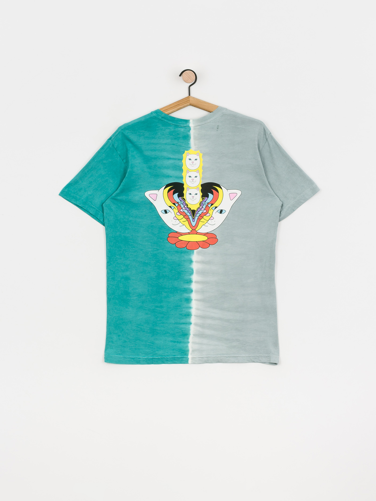 T-shirt RipNDip Splitting Heads (teal & grey split dye)