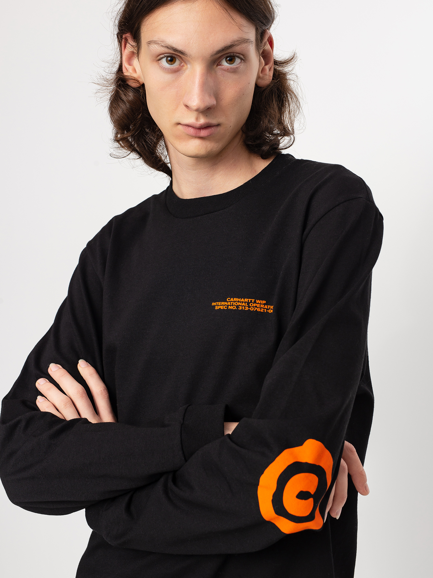 Longsleeve Carhartt WIP International Operations (black/orange)