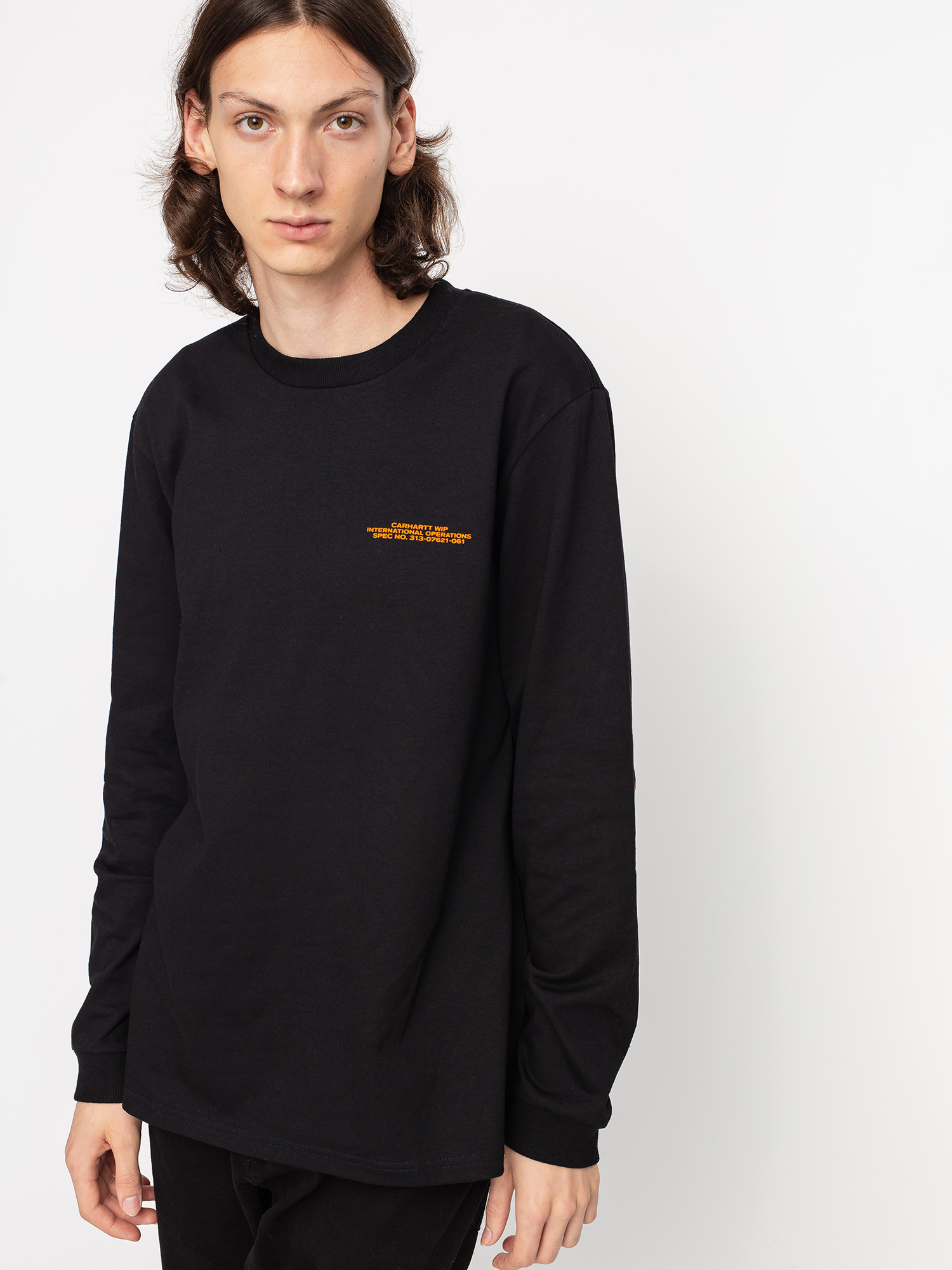 Longsleeve Carhartt WIP International Operations (black/orange)