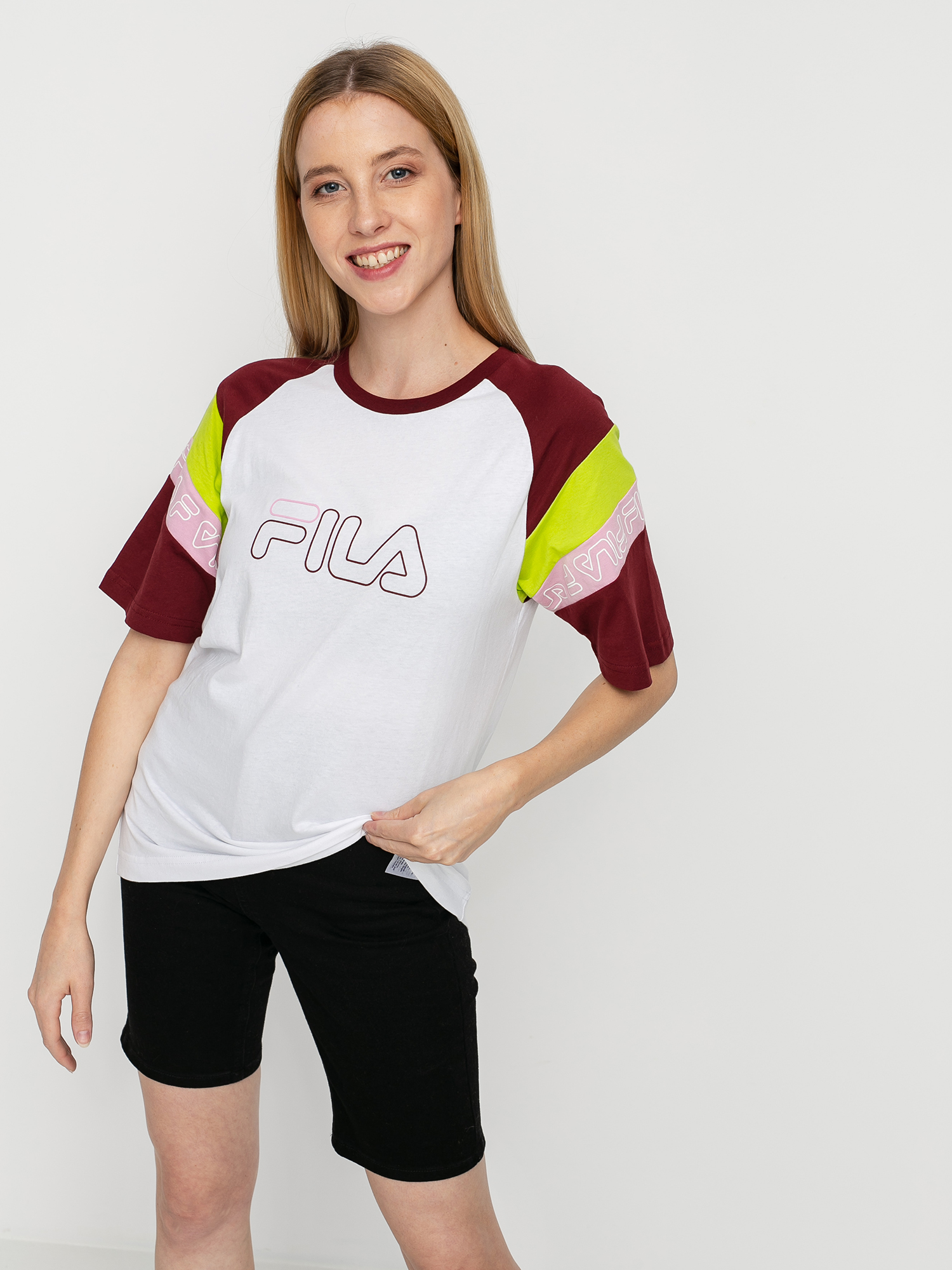 T-shirt Fila Lolita Wmn (bright white/cabernet/acid lime/lilac sachet)