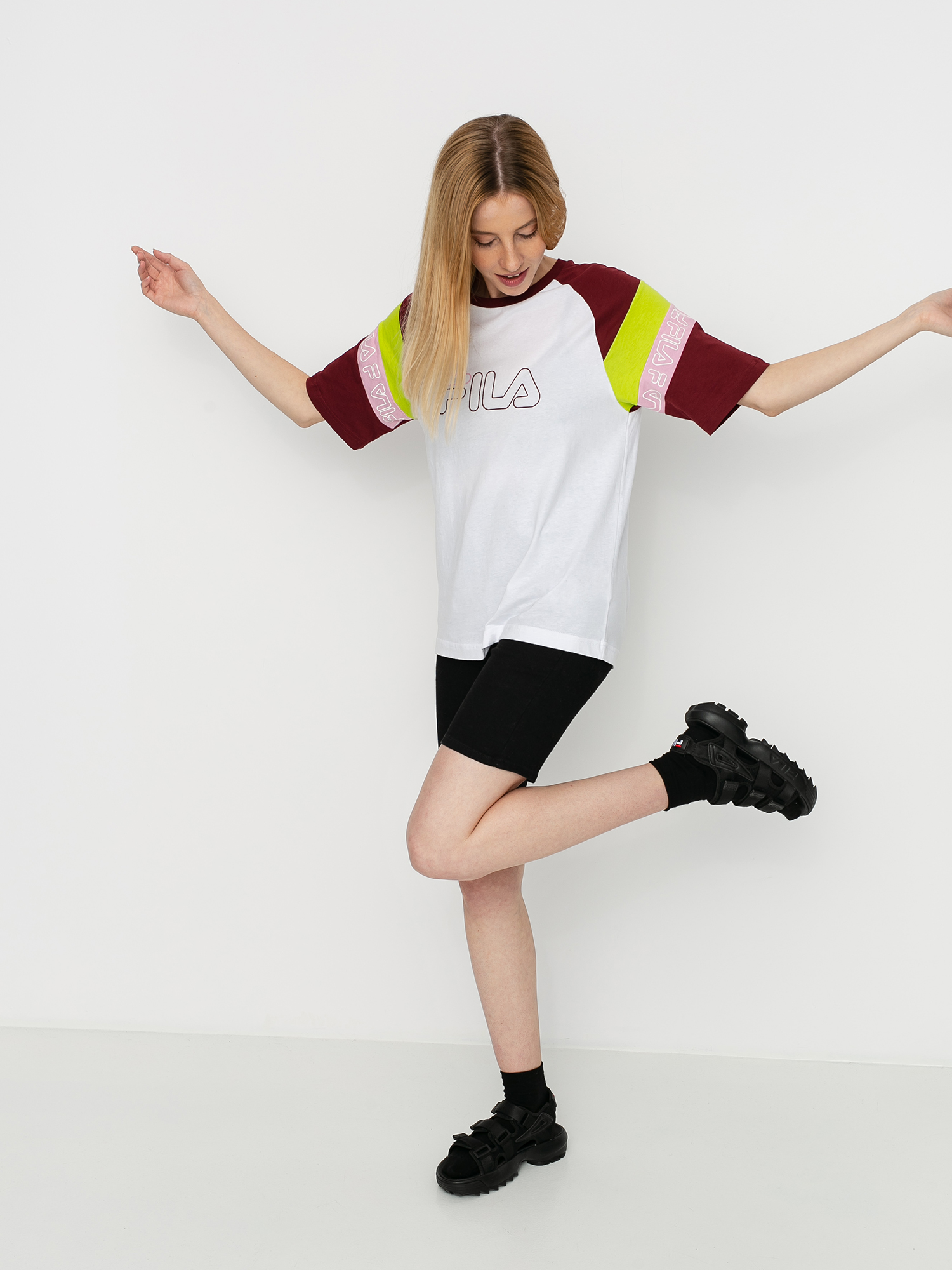 T-shirt Fila Lolita Wmn (bright white/cabernet/acid lime/lilac sachet)