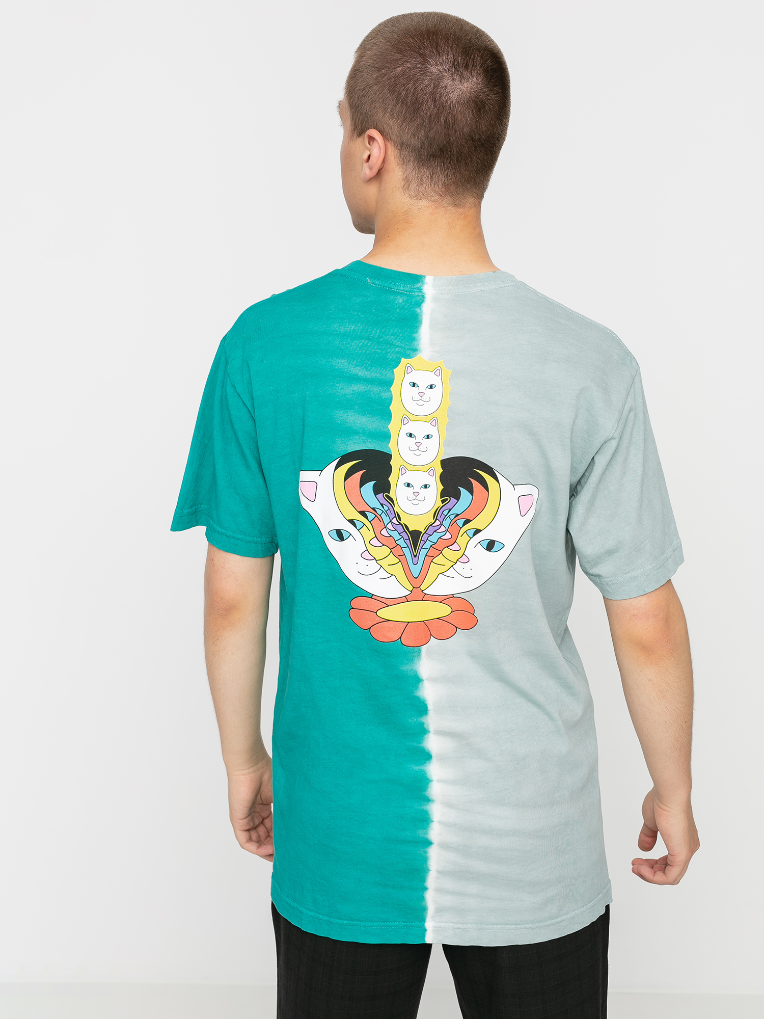 T-shirt RipNDip Splitting Heads (teal & grey split dye)