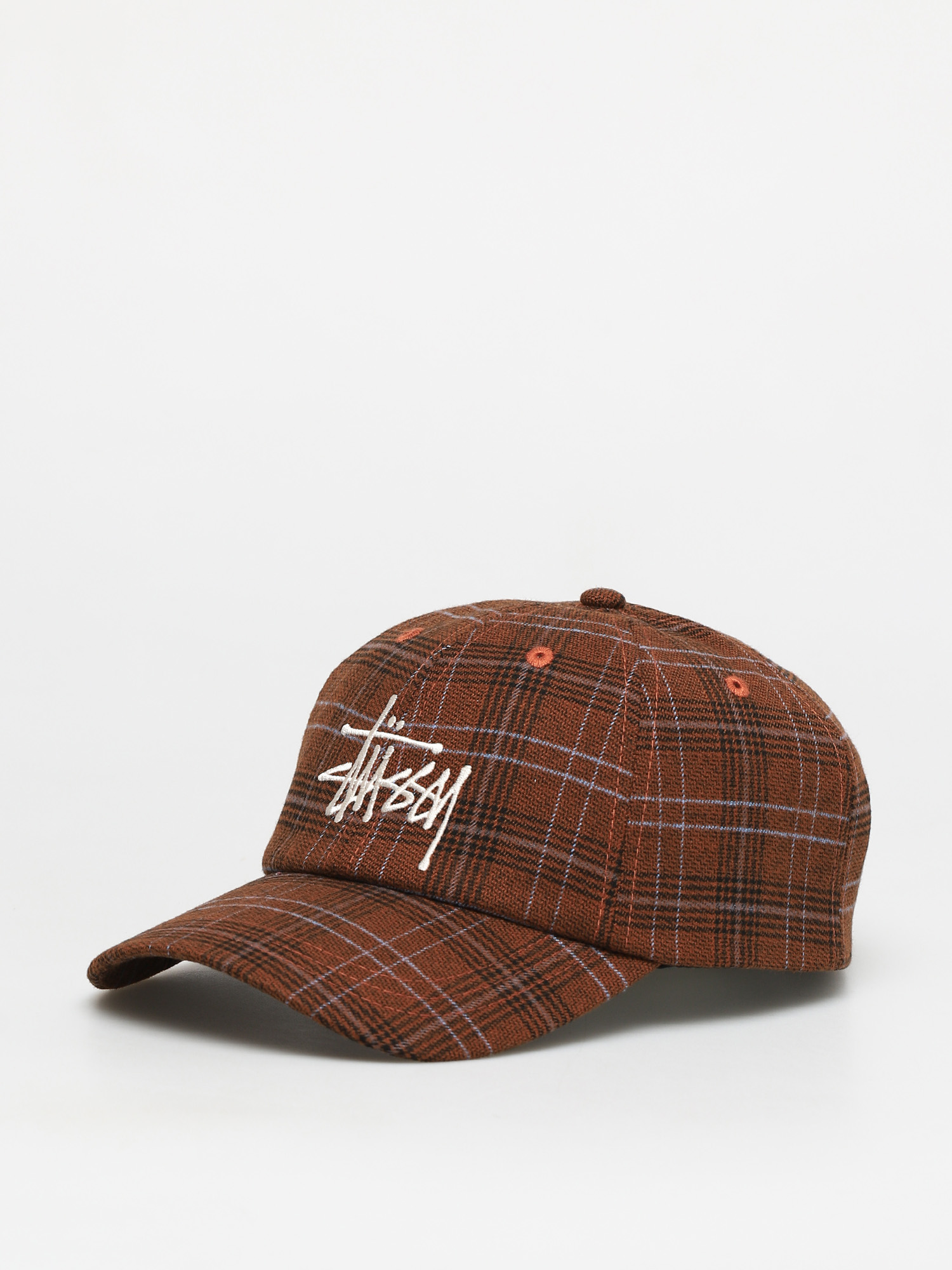 Czapka z daszkiem Stussy Big Logo Plaid Low Pro ZD (brown)