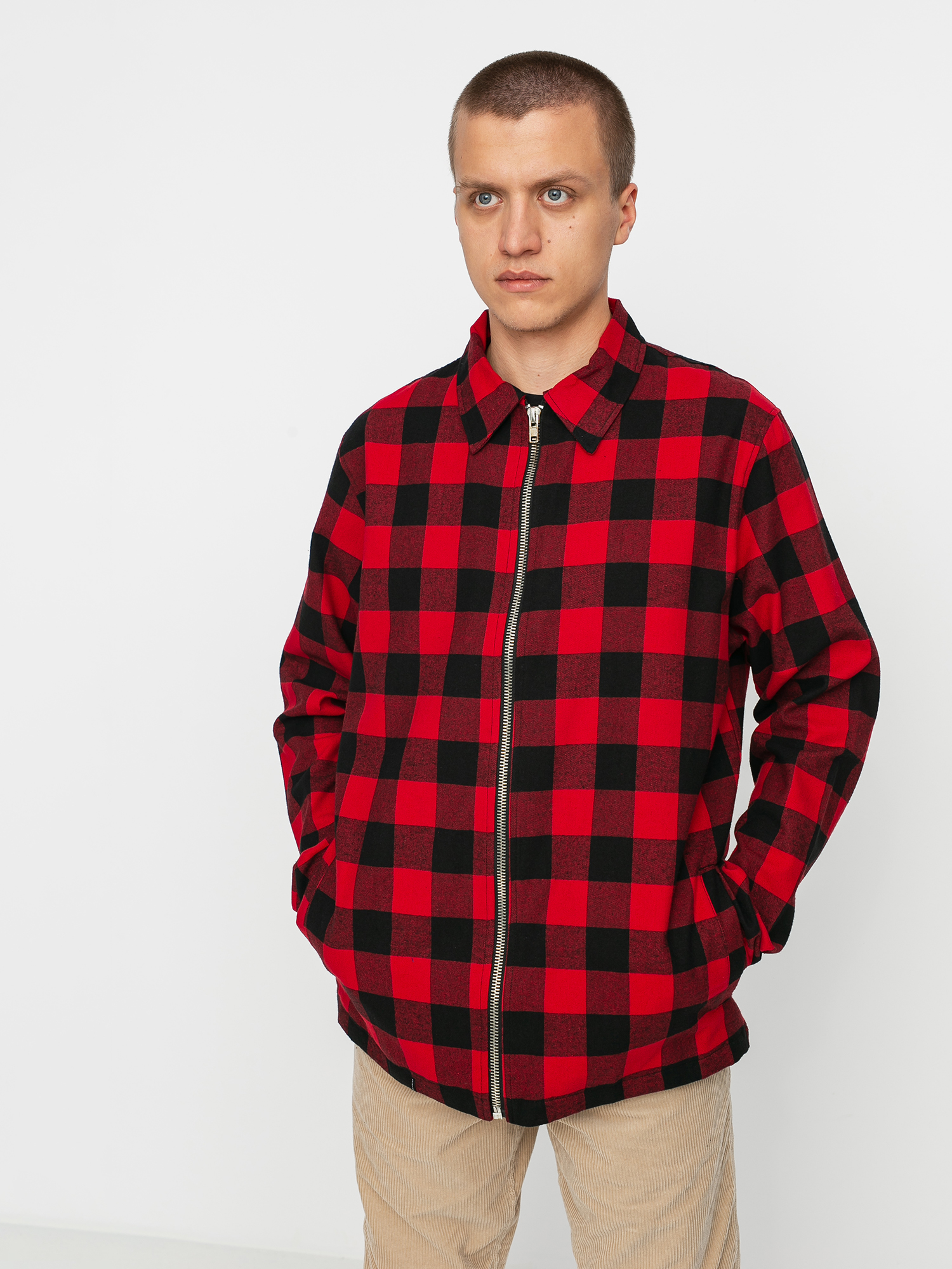 Koszula The Hive Flannel Overshirt Zip (black/red)