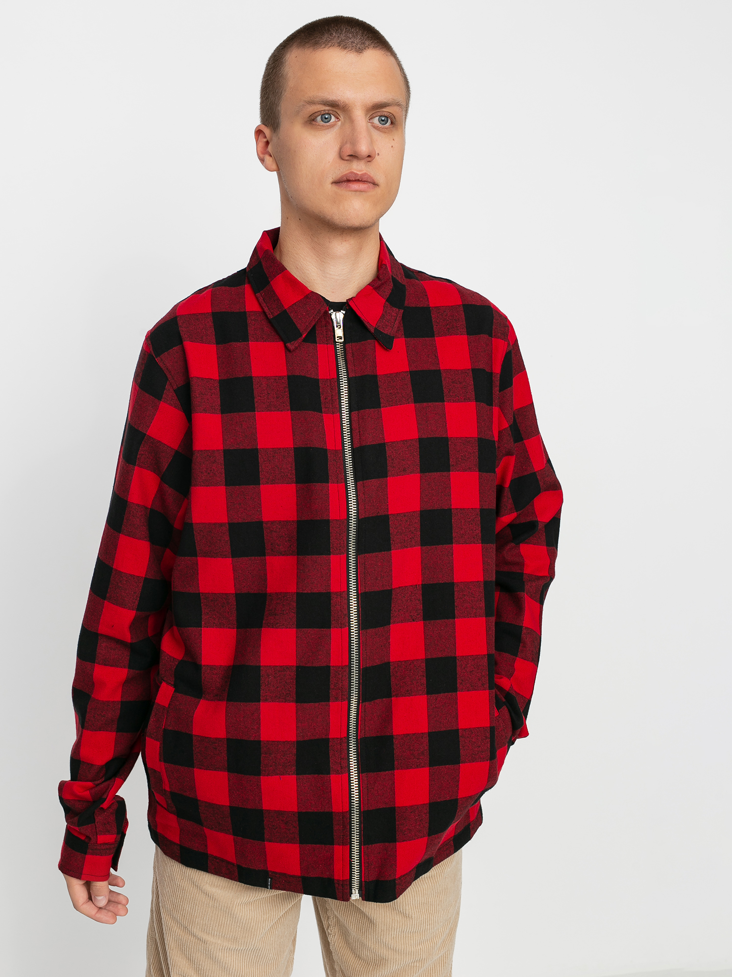 Koszula The Hive Flannel Overshirt Zip (black/red)