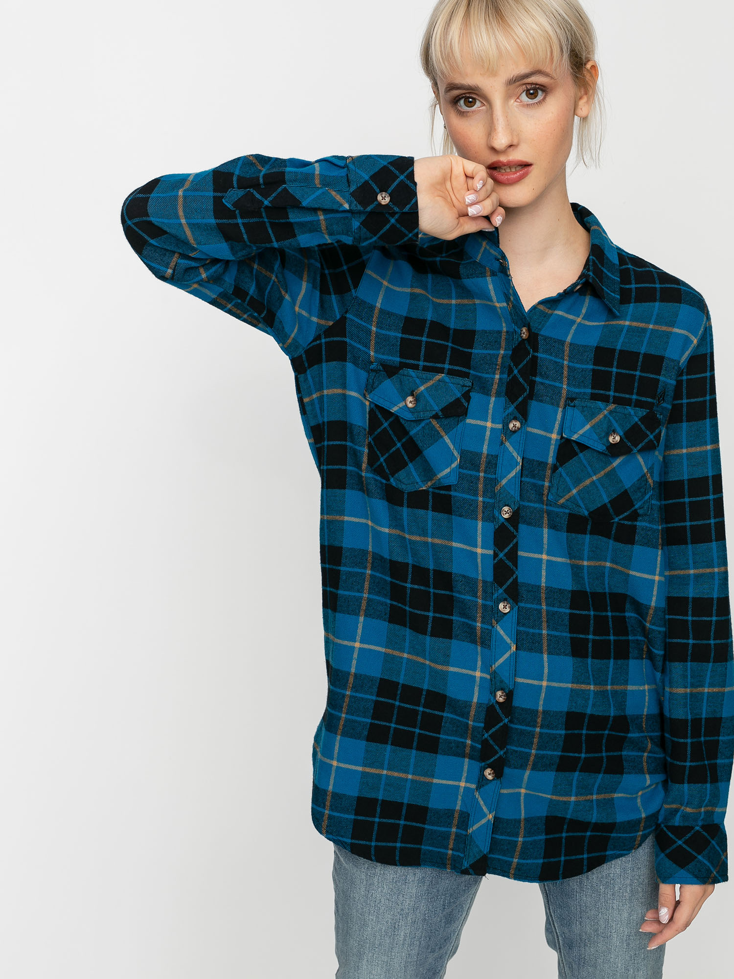 Koszula Volcom Getting Rad Plaid Ls Wmn (turkish blue)