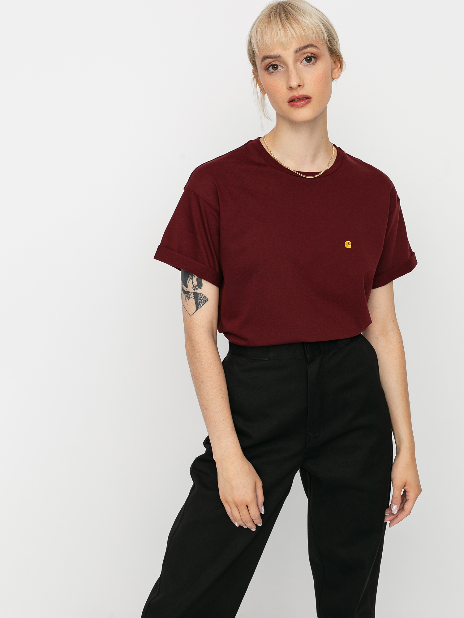 T-shirt Carhartt WIP Chase Wmn (bordeaux/gold)