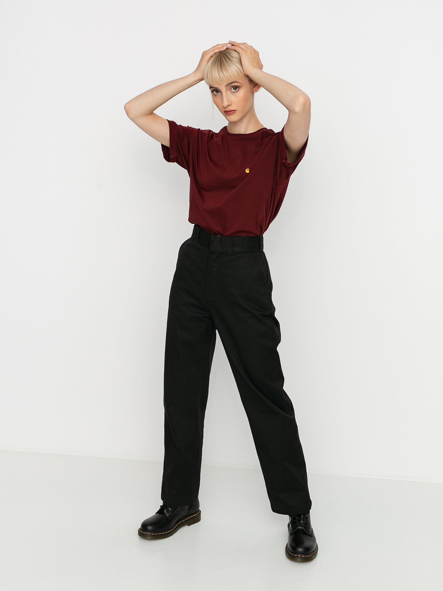T-shirt Carhartt WIP Chase Wmn (bordeaux/gold)