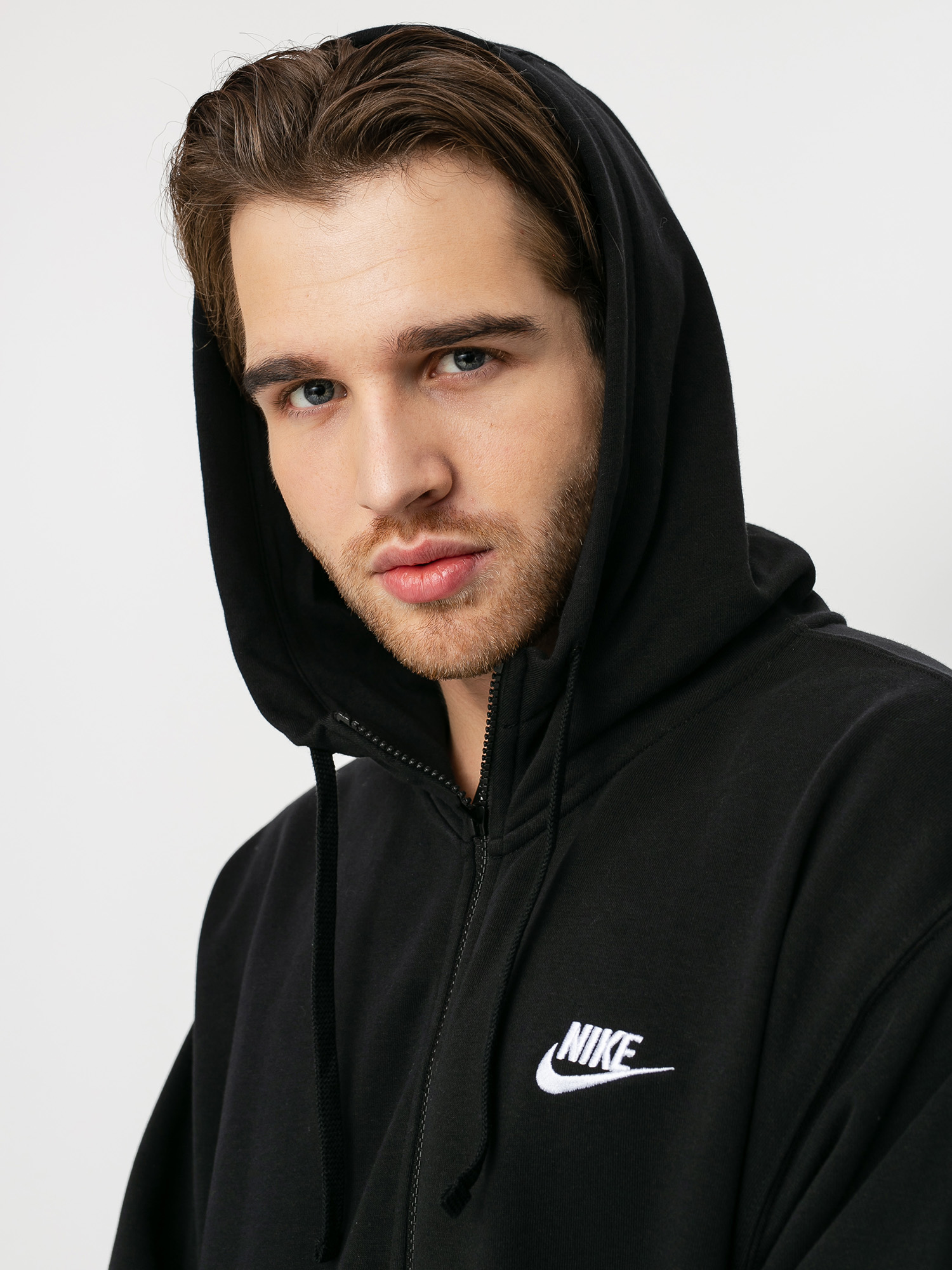 Bluza z kapturem Nike Sportswear Club FT ZHD (black/black/white)