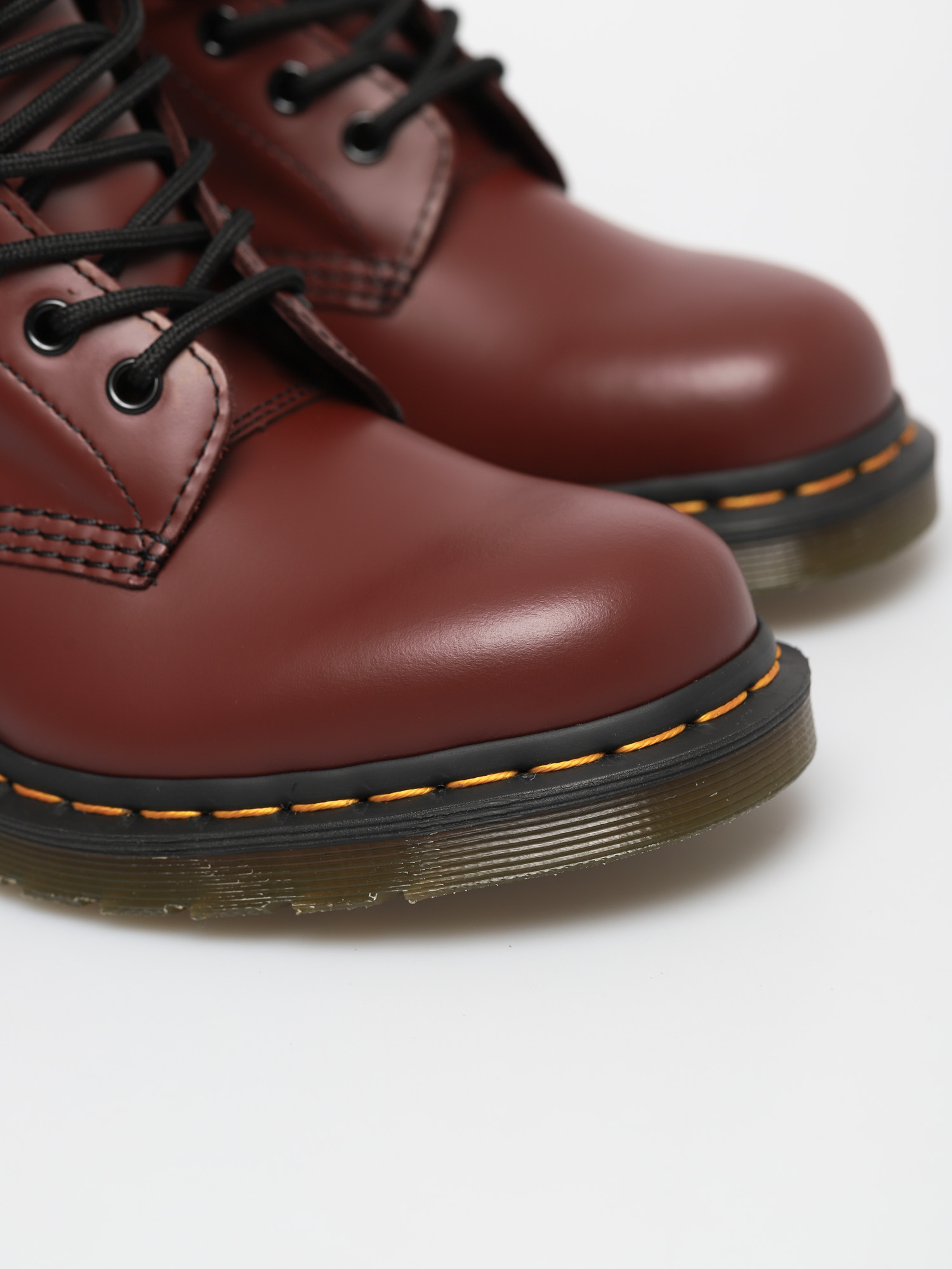 cherry red doc martens black polish