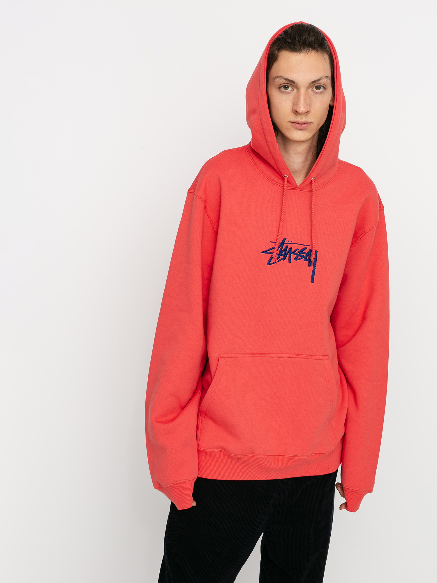 Bluza z kapturem Stussy Stock Logo App HD (pale red)