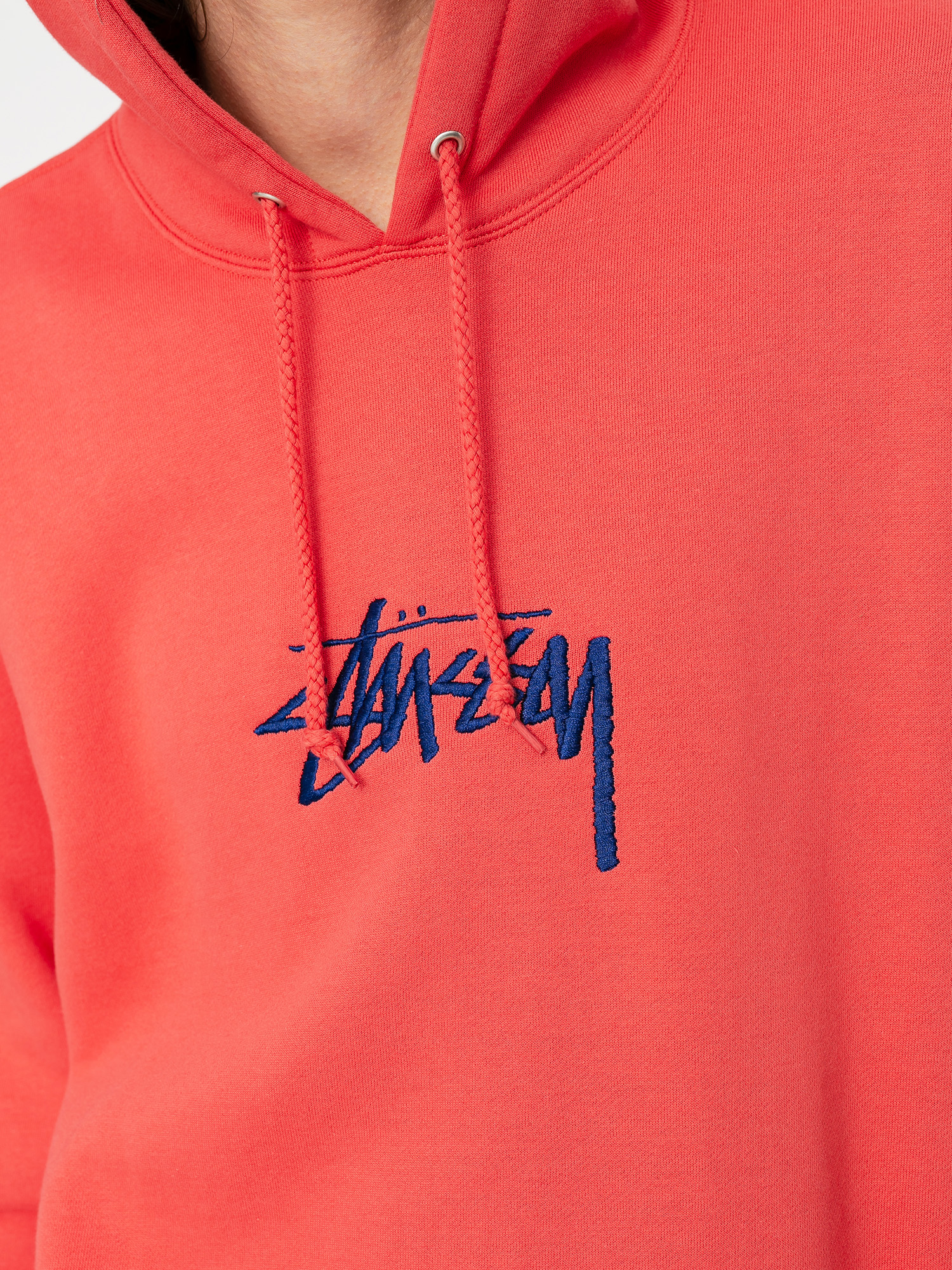 Bluza z kapturem Stussy Stock Logo App HD (pale red)