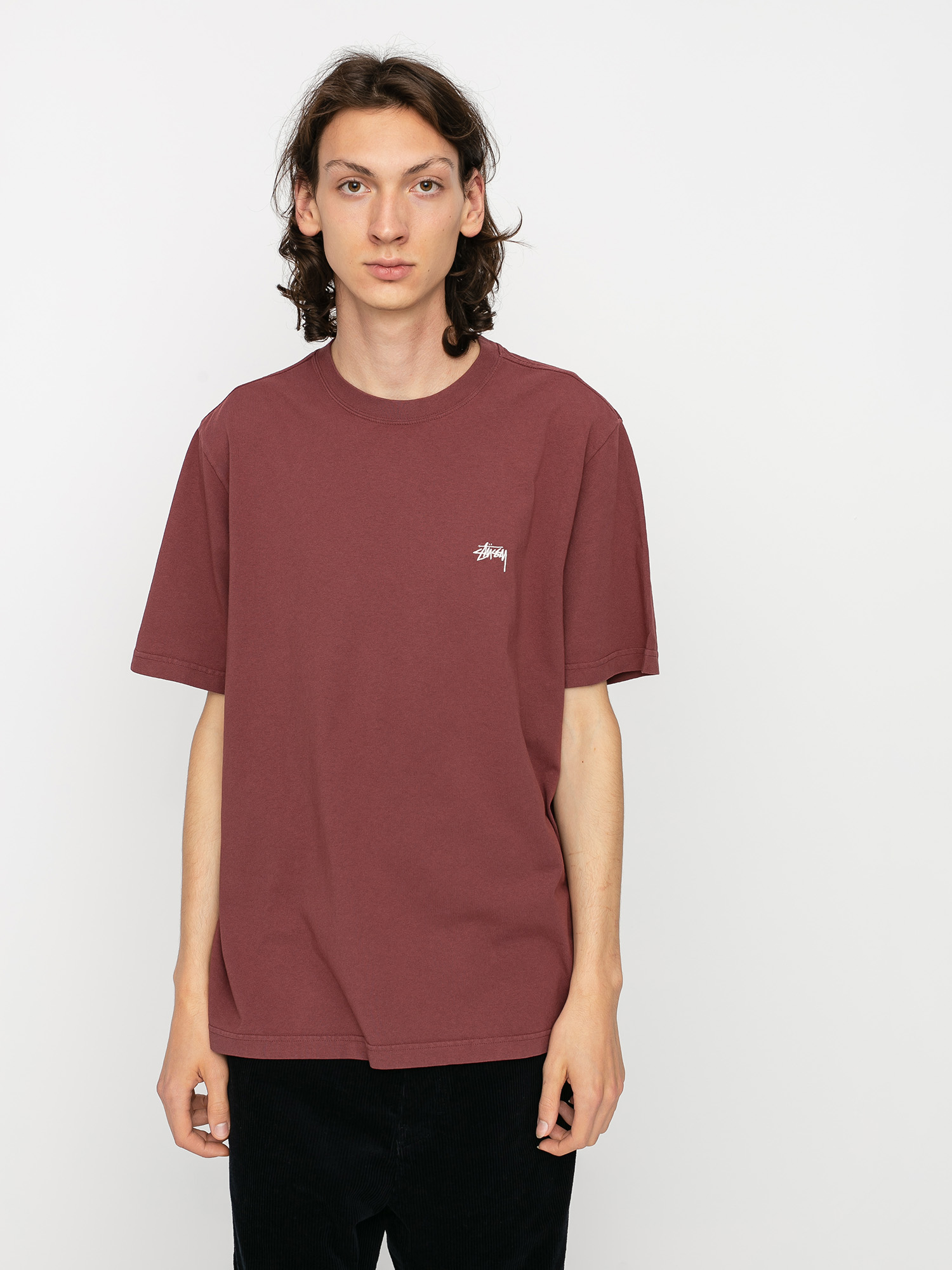T-shirt Stussy Stock Logo (burgundy)