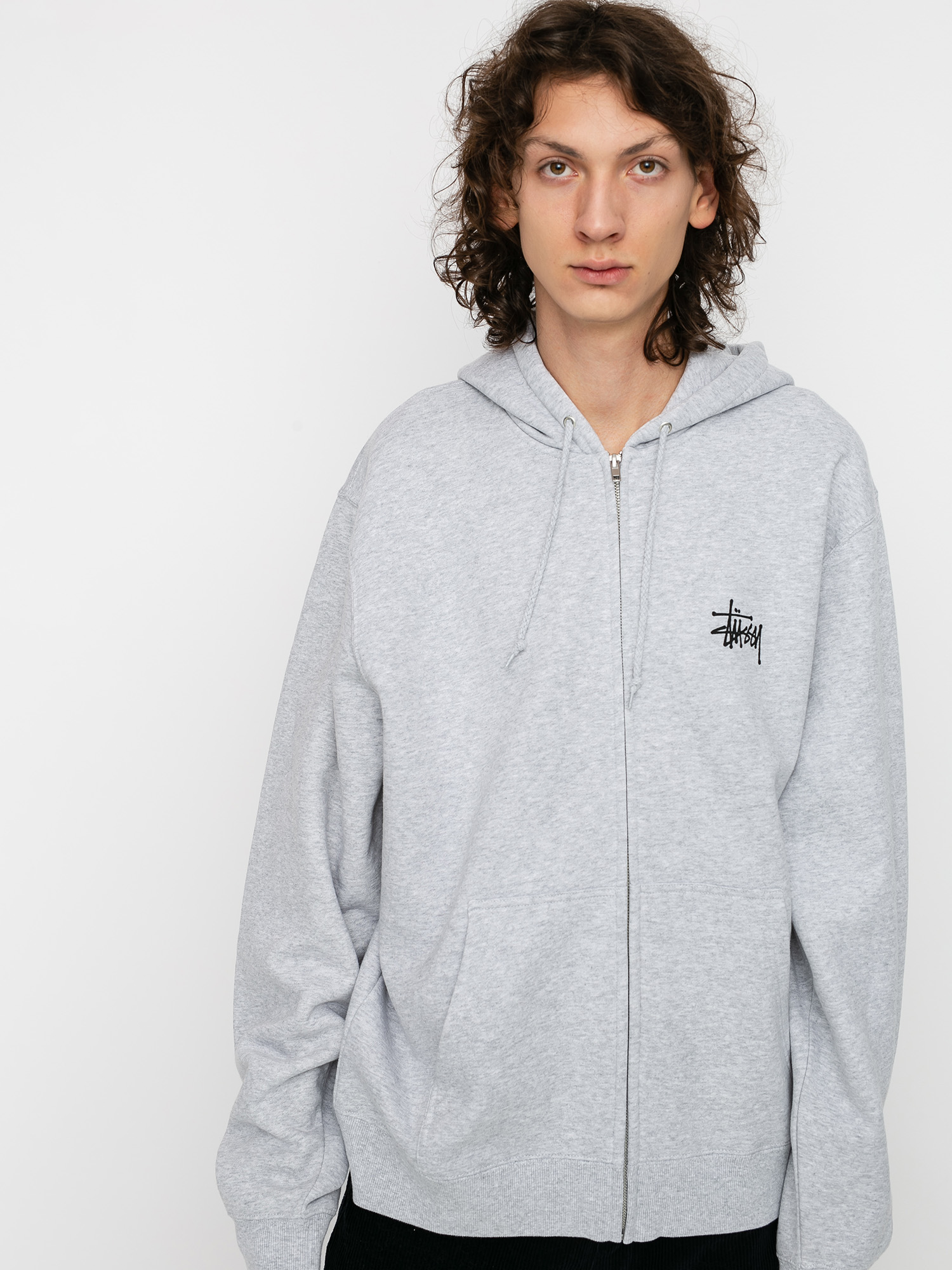 Bluza z kapturem Stussy Basic Stussy ZHD - szary (ash heather)