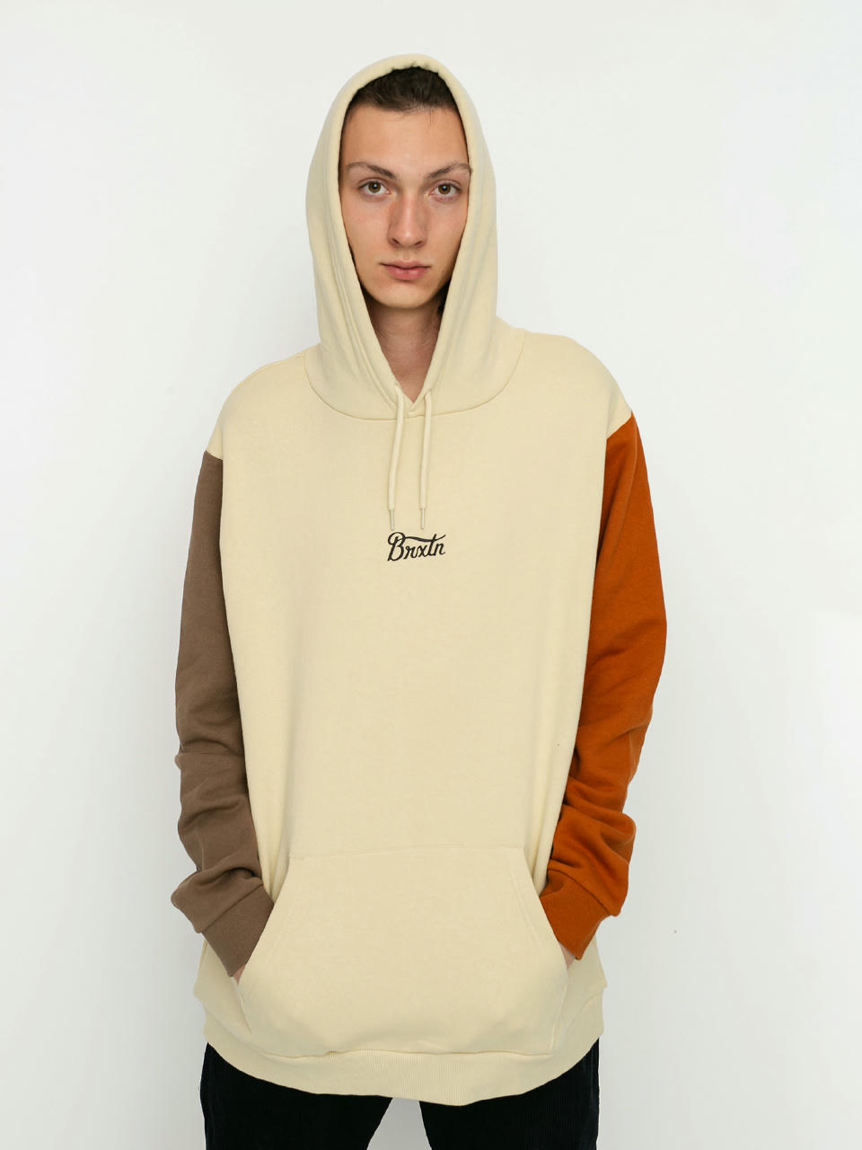 Bluza z kapturem Brixton Stith HD (gravel/dark khaki/amber)