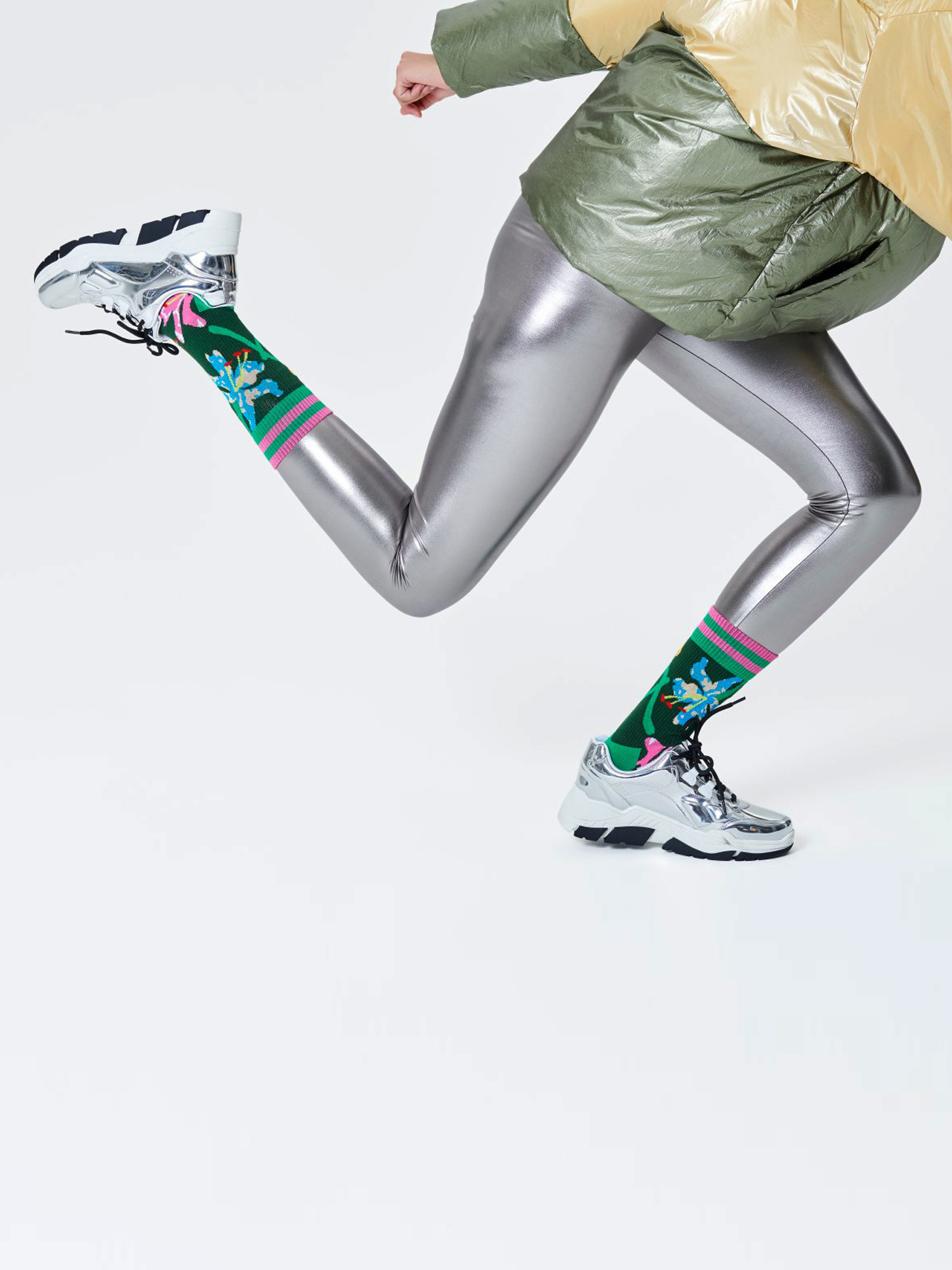 Skarpetki Happy Socks Athletic Lily Crew (green)