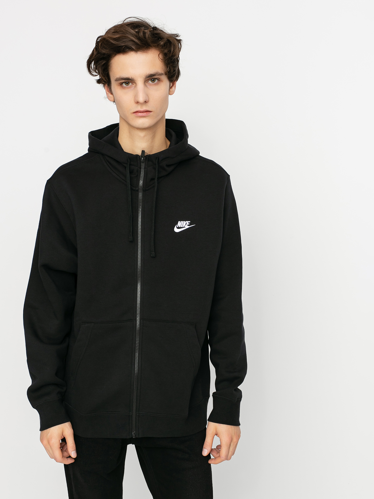 Bluza z kapturem Nike Sportswear Club ZHD (black/black/white)