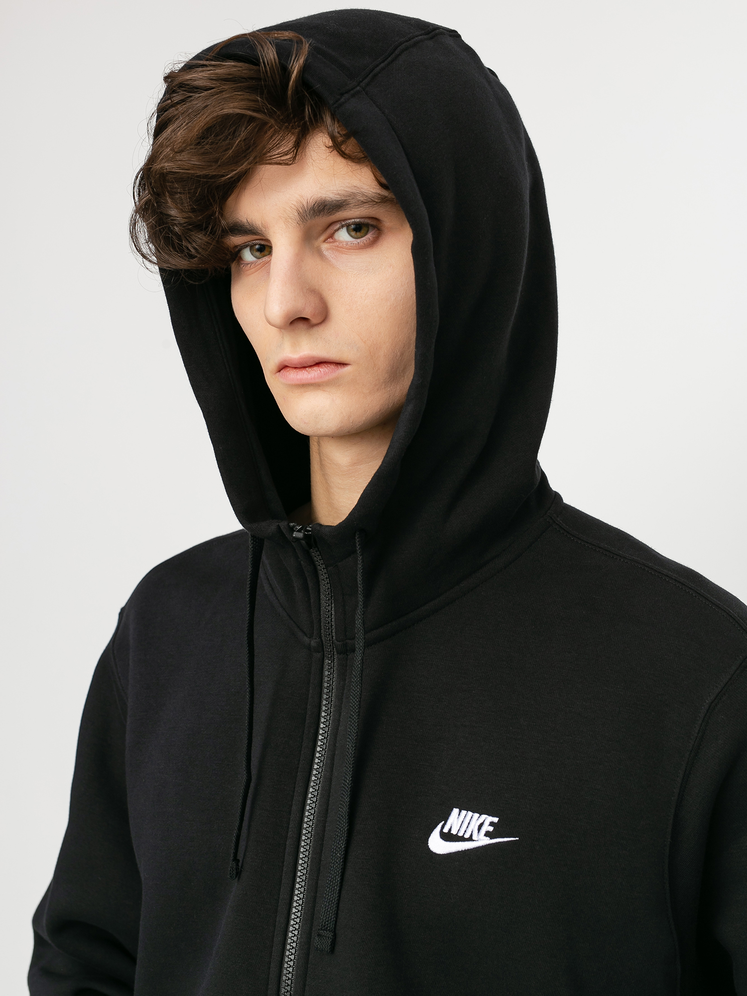 Bluza z kapturem Nike Sportswear Club ZHD (black/black/white)