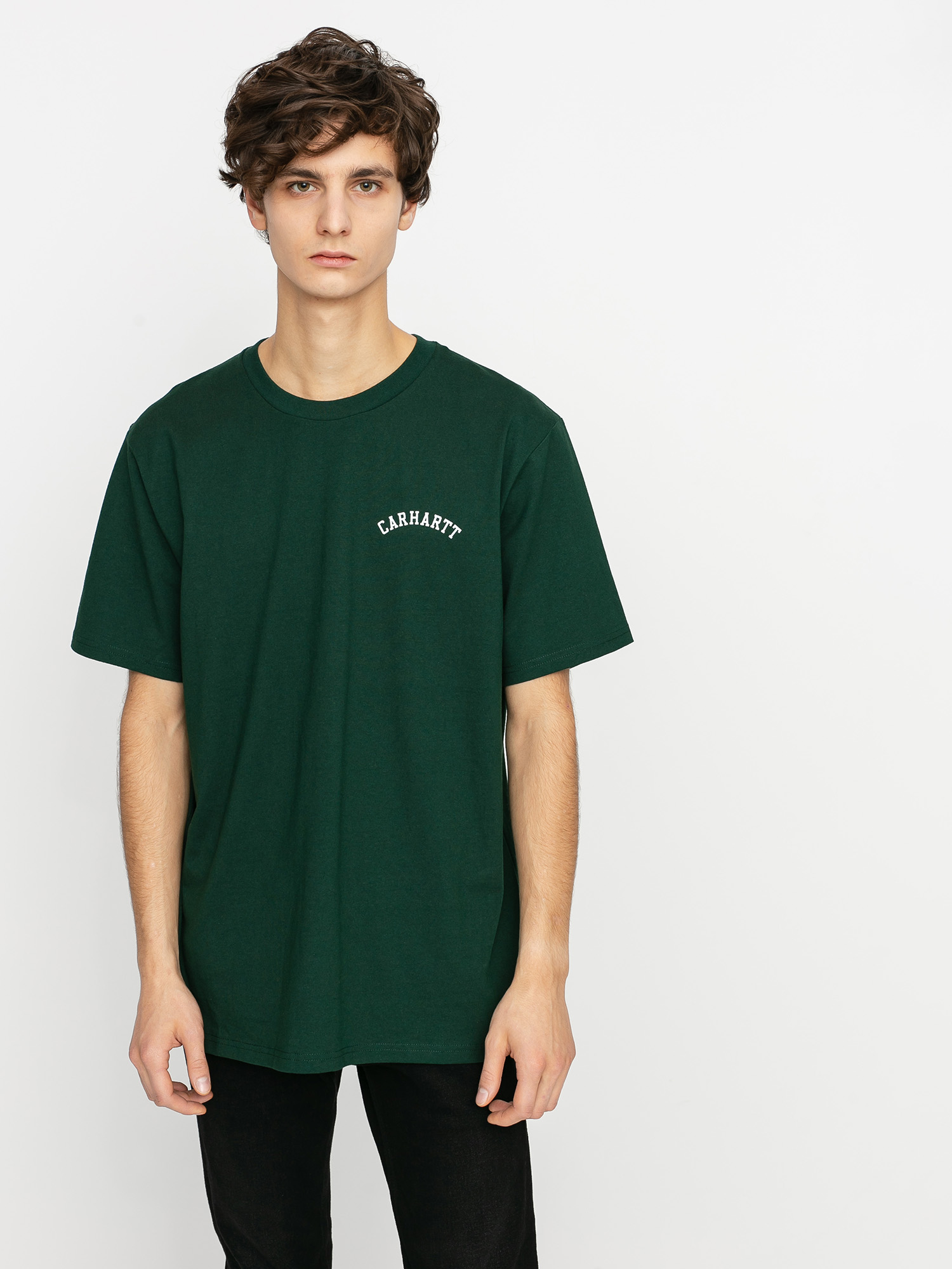 T-shirt Carhartt WIP University Script (bottle green/white)