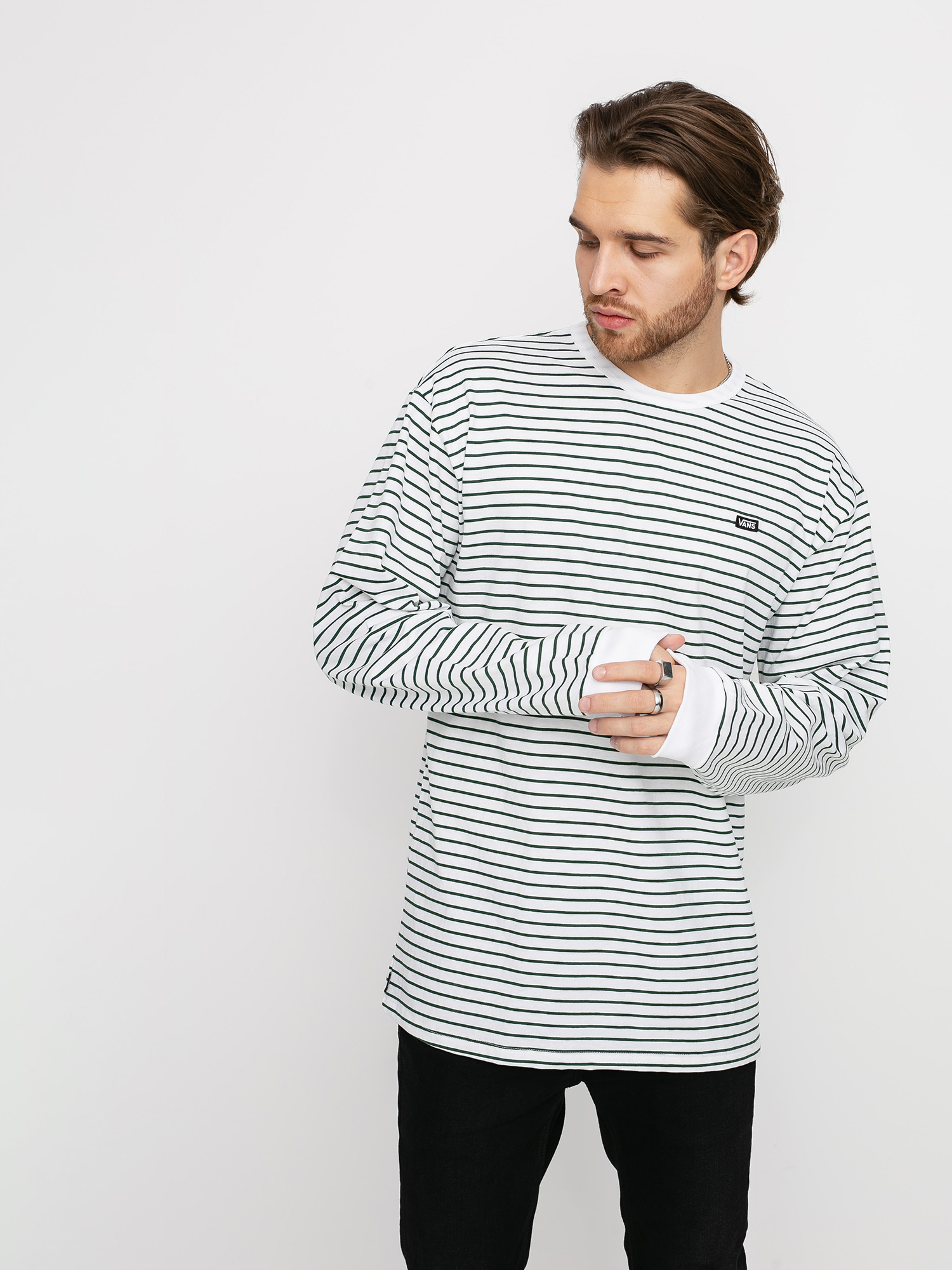 Longsleeve Vans Off The Wall Classic Stripe (white/pine needle)