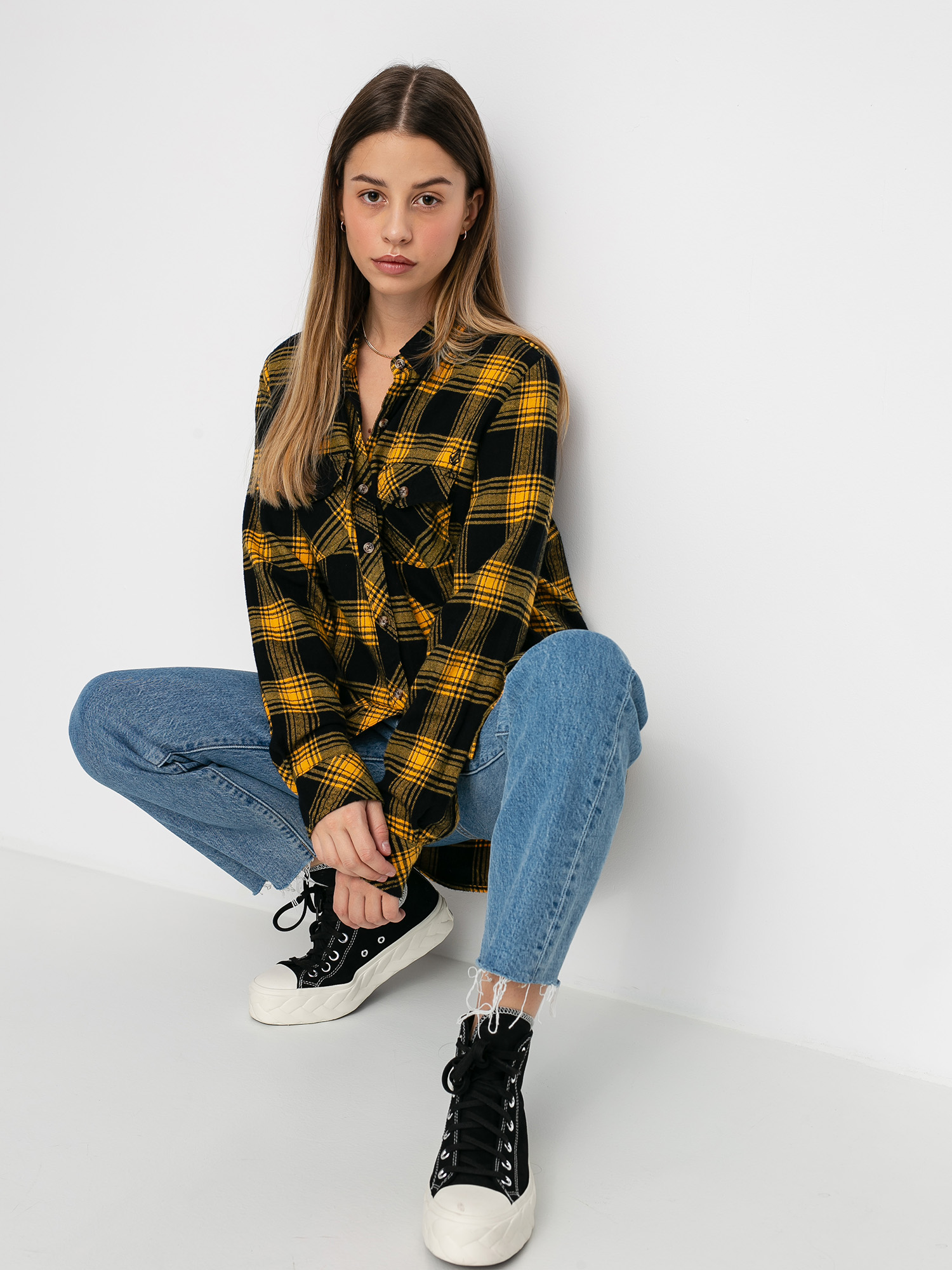 Koszula Volcom Getting Rad Plaid Ls Wmn (golden haze)