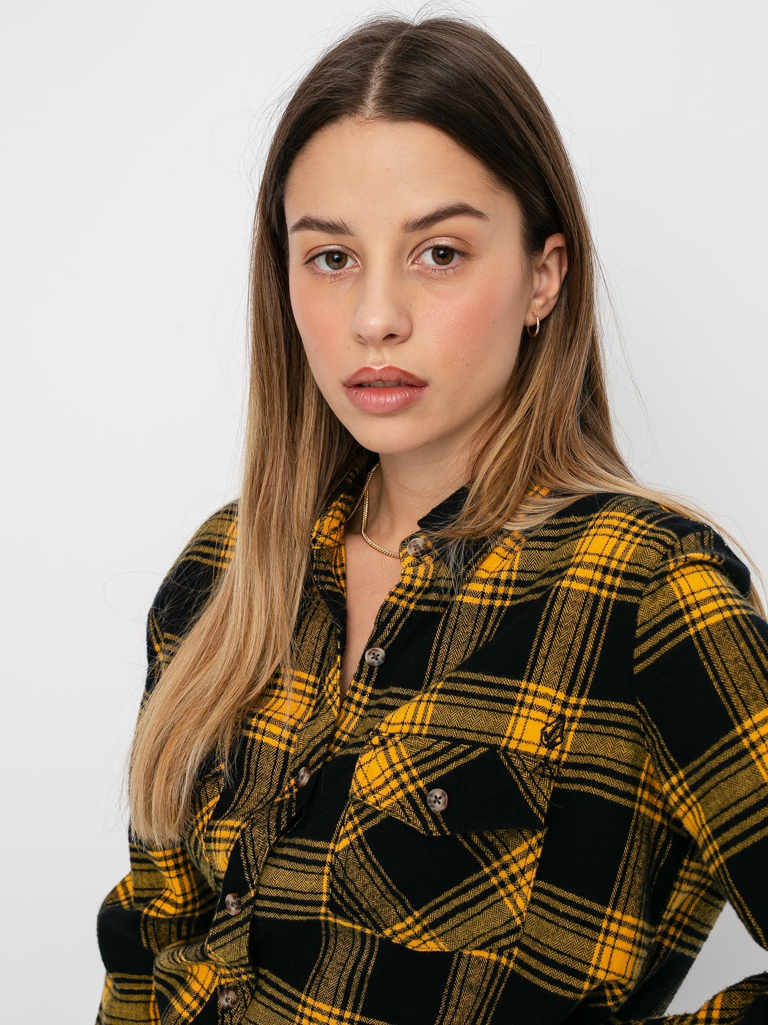 Koszula Volcom Getting Rad Plaid Ls Wmn (golden haze)