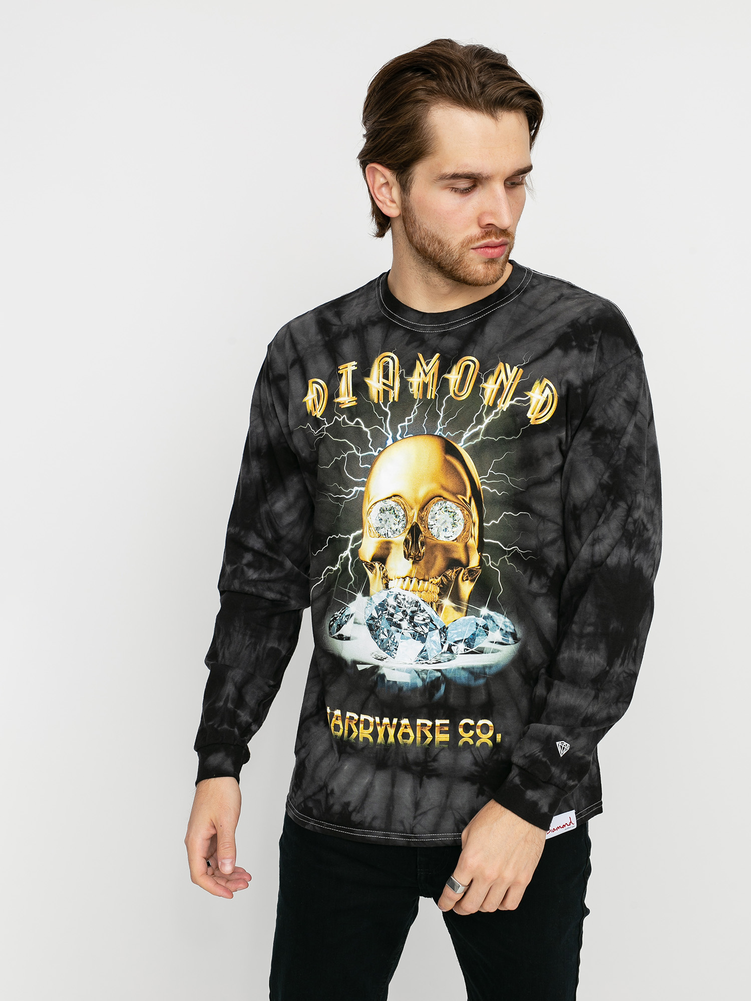 Longsleeve Diamond Supply Co. Gold Skull Tie Dye (black)