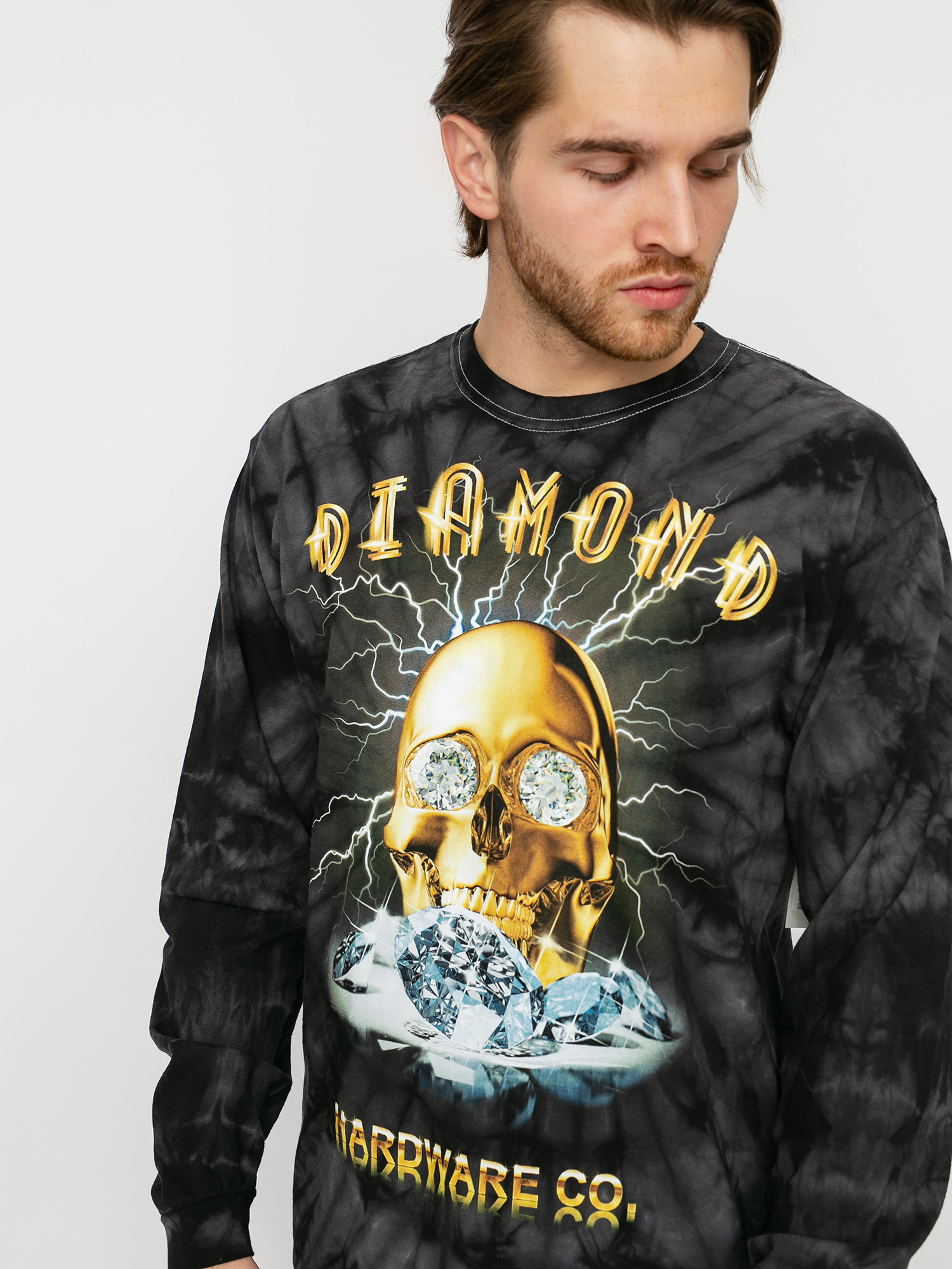 Longsleeve Diamond Supply Co. Gold Skull Tie Dye (black)