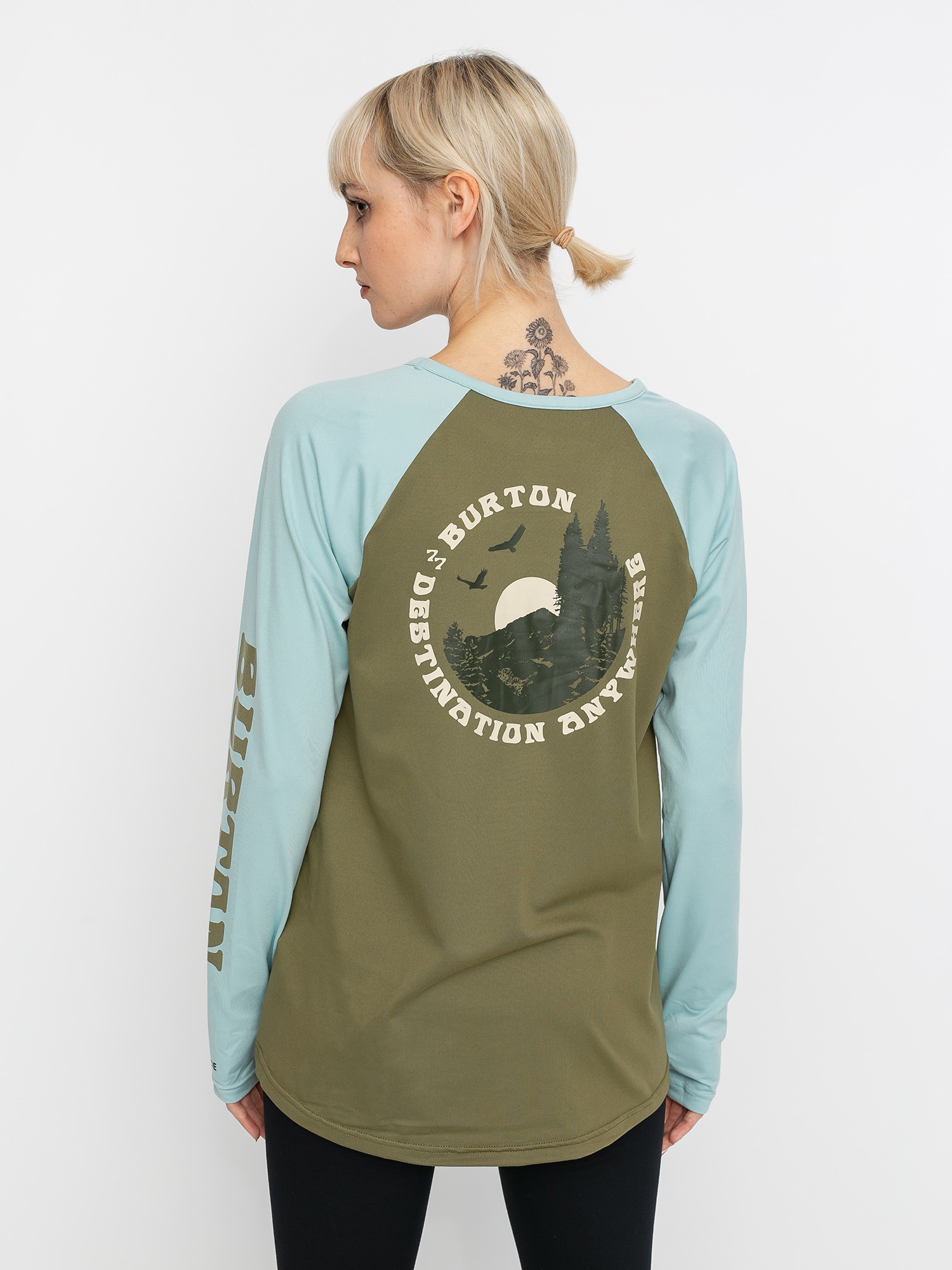 Damski Longsleeve aktywny Burton Roadie Base Layer Tech (martini olive/ether blue)