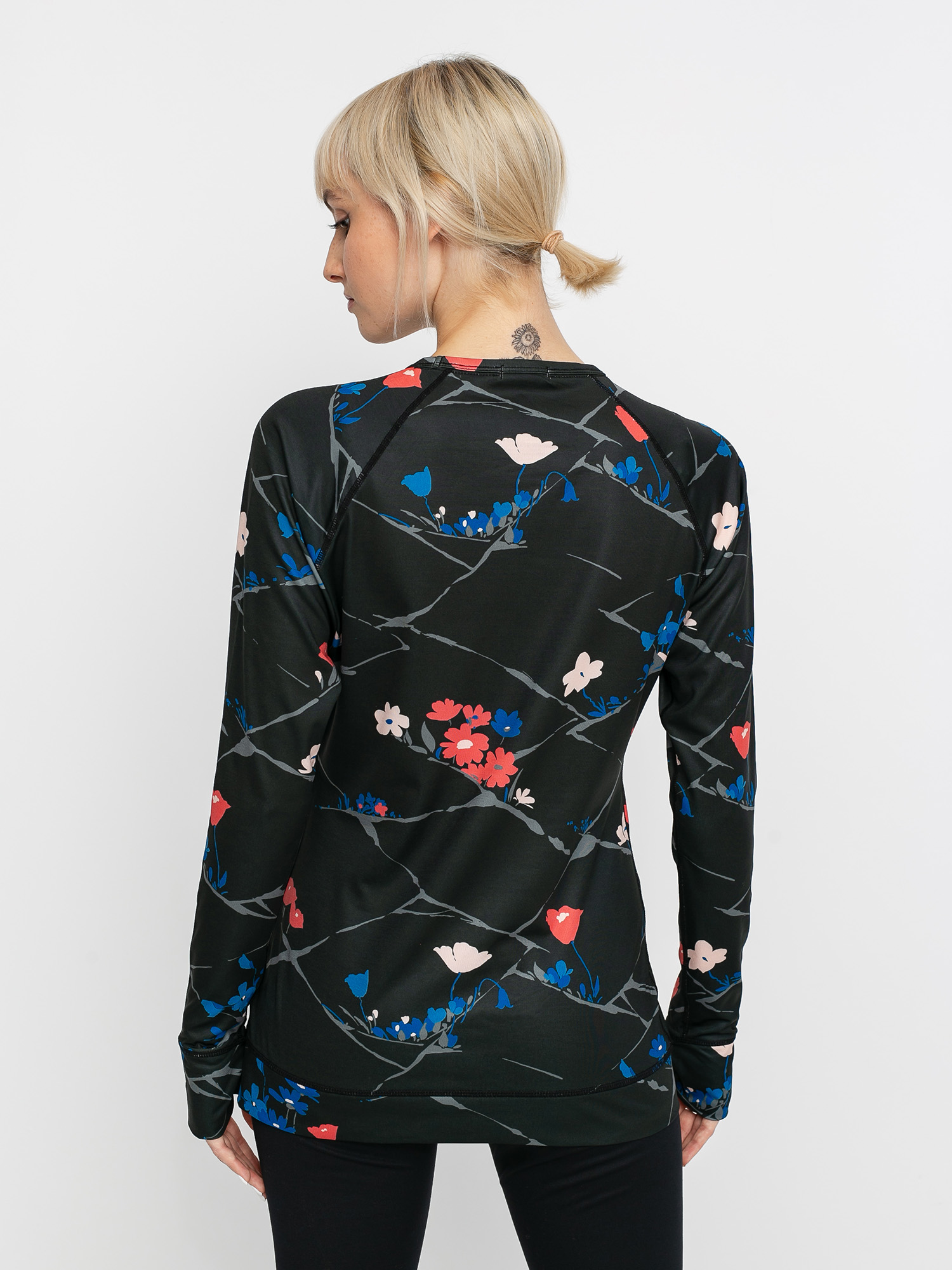 Damski Longsleeve aktywny Burton Lightweight X Base Layer Crew (true black landscape floral)