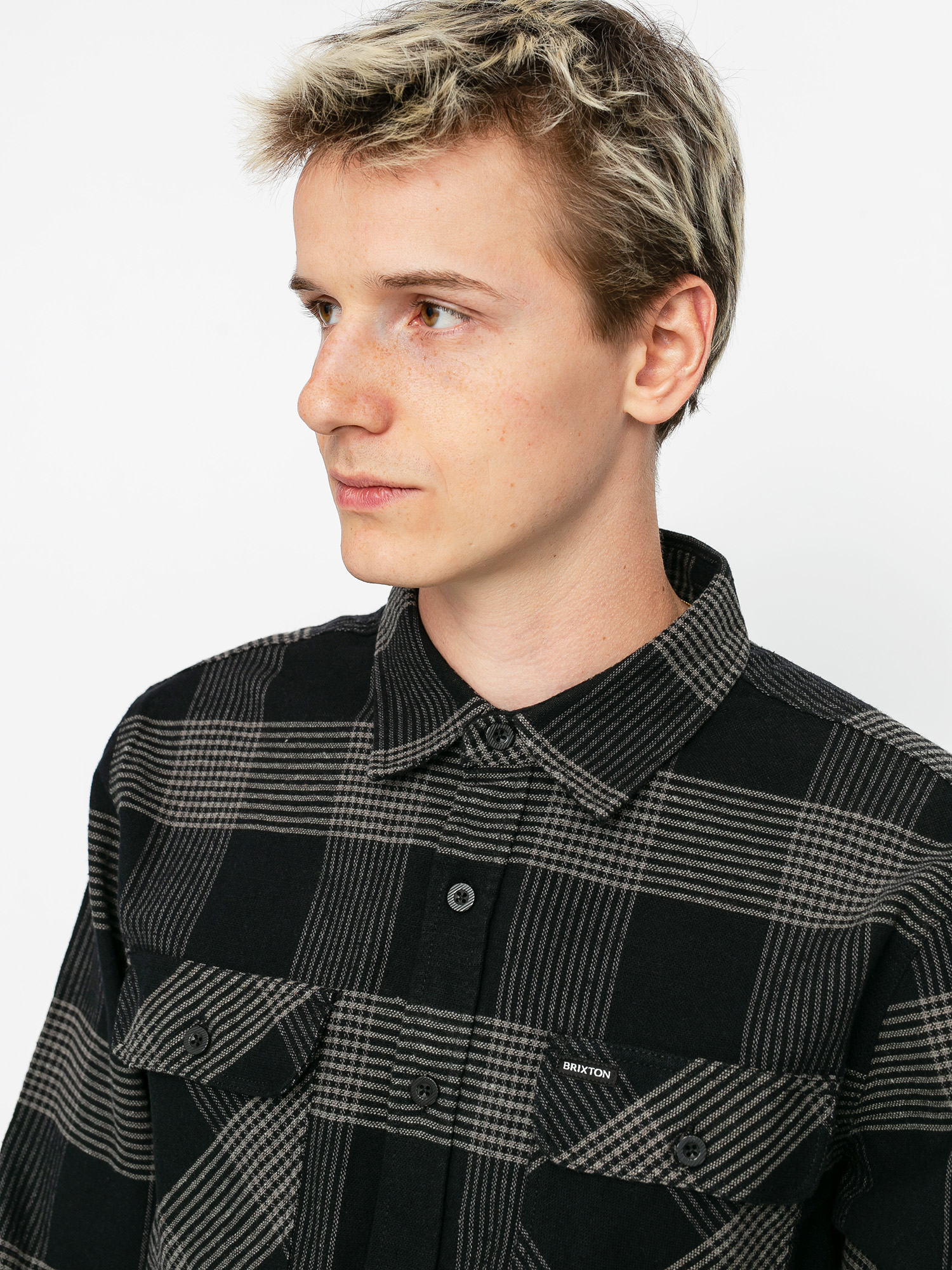 Koszula Brixton Bowery Flannel Ls (black/steel)