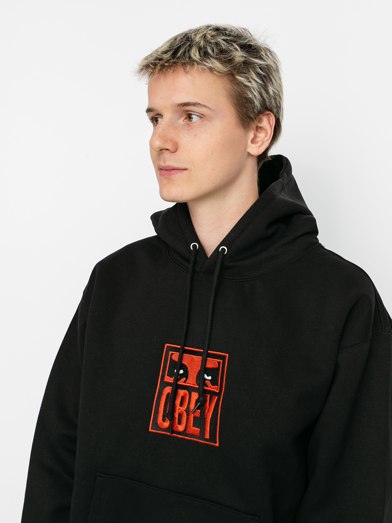 Bluza z kapturem OBEY Stack HD (black)