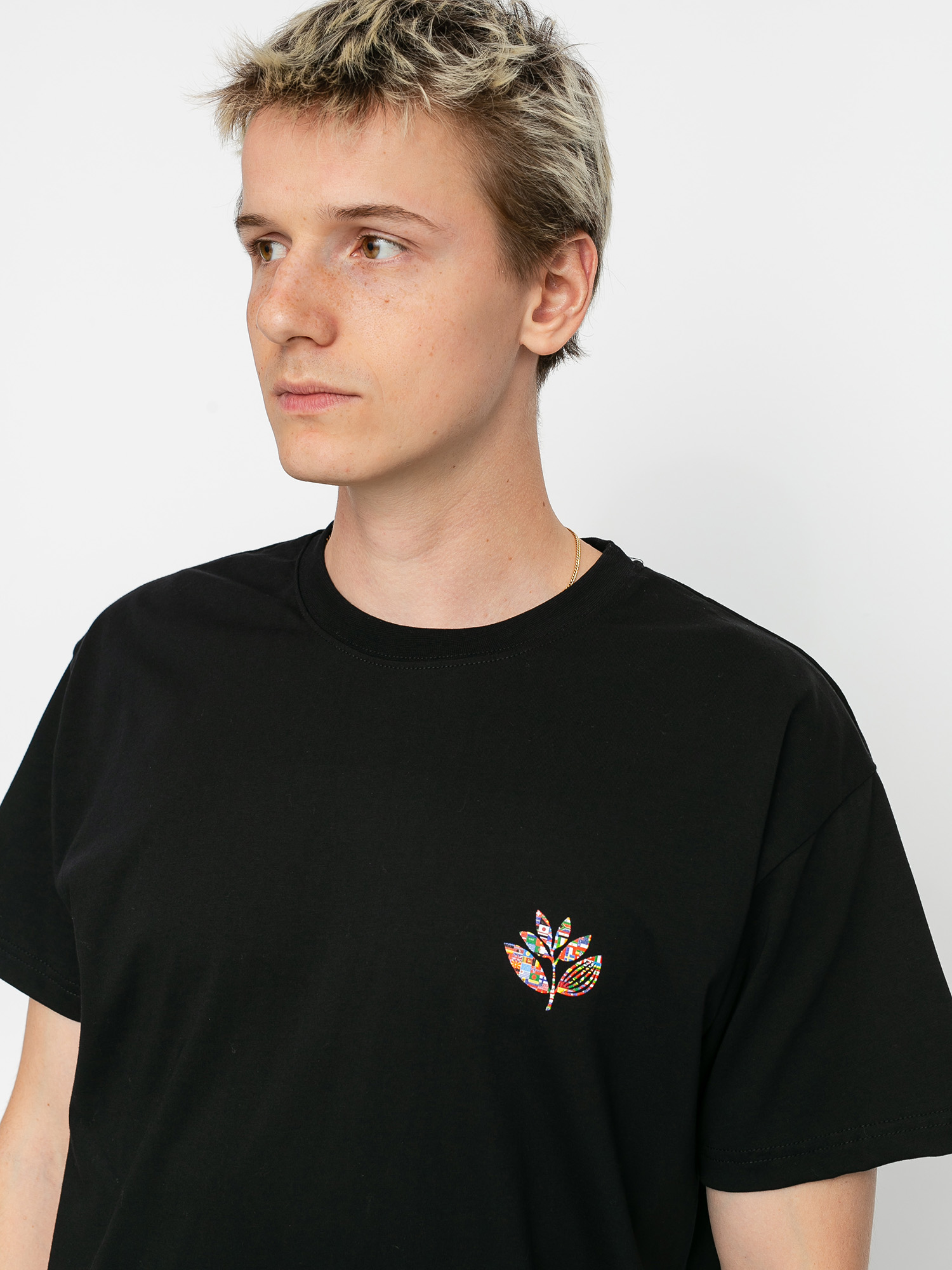 T-shirt Magenta Plant Flag (black)