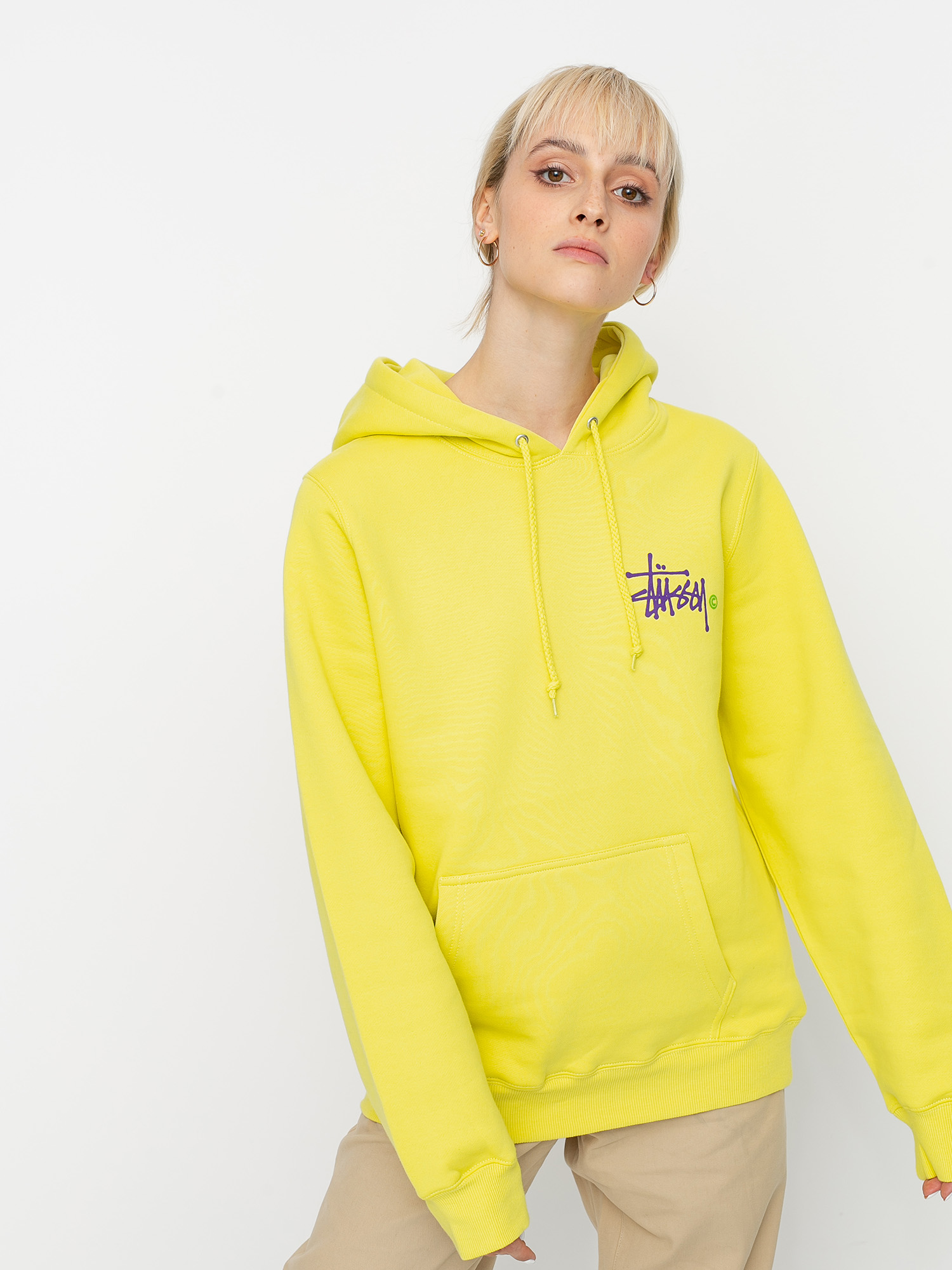 Bluza z kapturem Stussy Basic Logo HD Wmn (lemon)