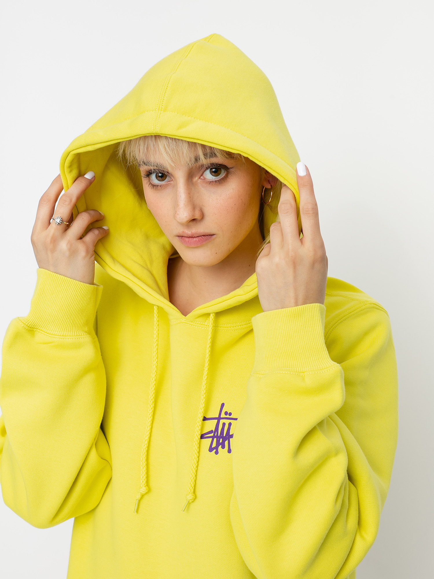 Bluza z kapturem Stussy Basic Logo HD Wmn (lemon)