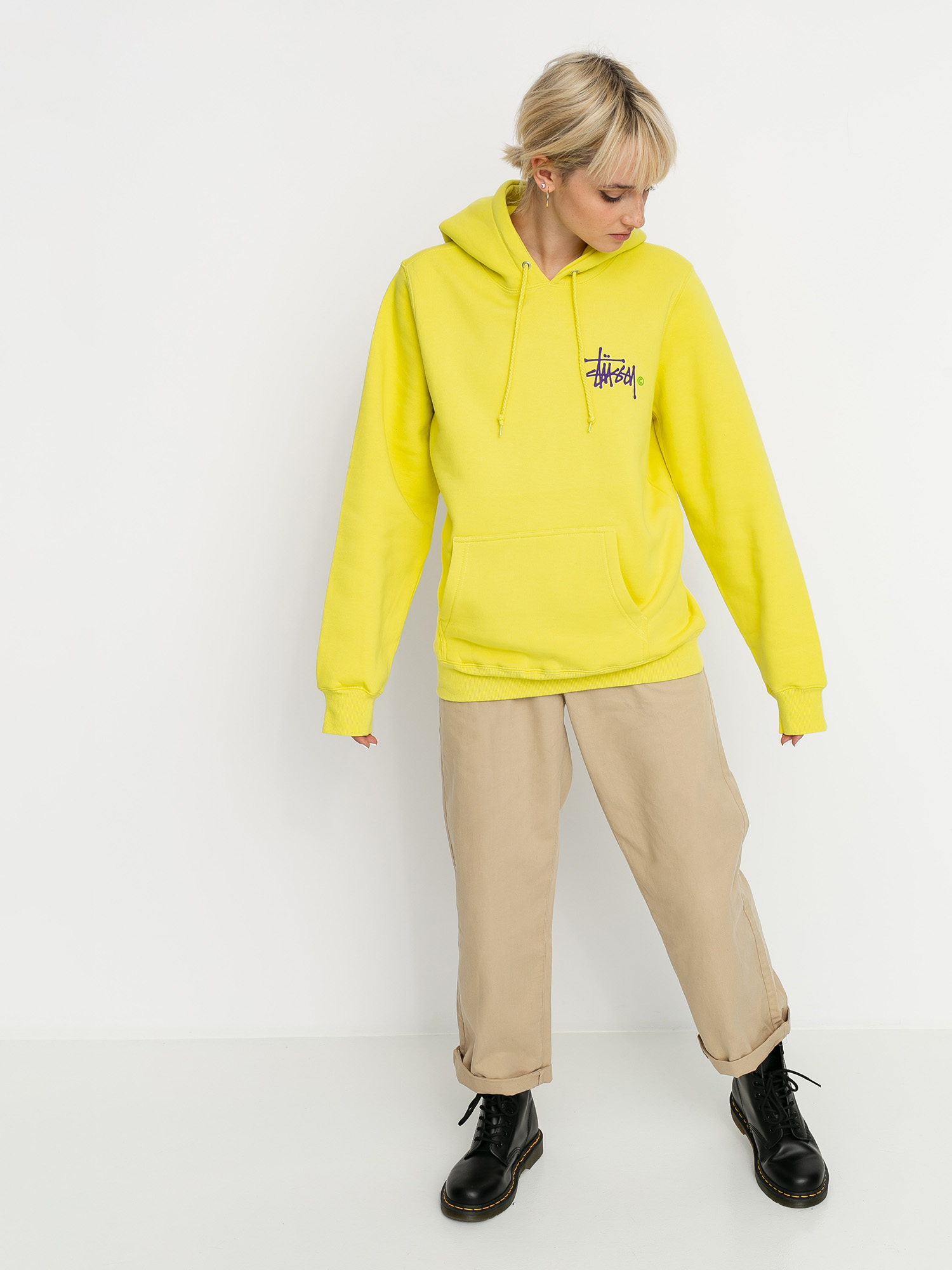 Bluza z kapturem Stussy Basic Logo HD Wmn (lemon)