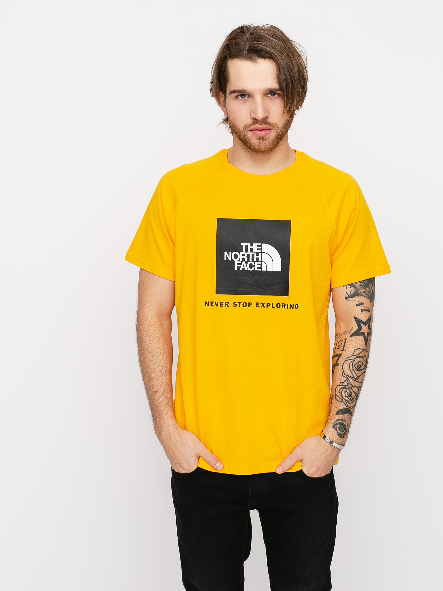 T-shirt The North Face Raglan Red Box (summit gold)