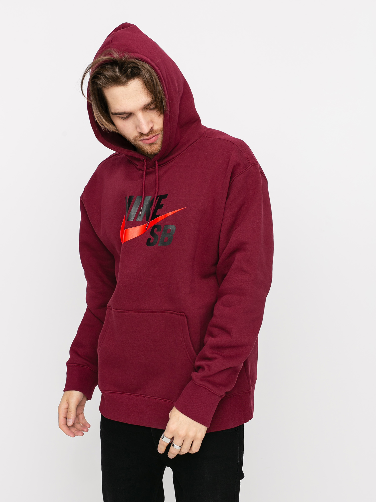 Bluza z kapturem Nike SB Icon HD (dark beetroot/chile red)