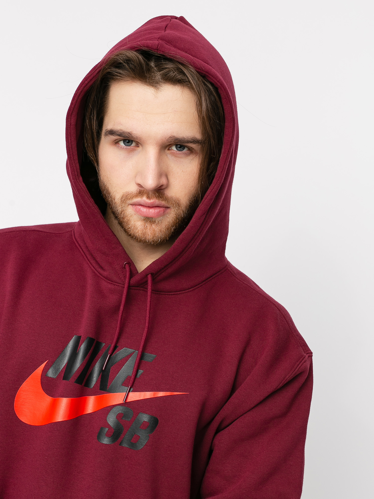 Bluza z kapturem Nike SB Icon HD (dark beetroot/chile red)