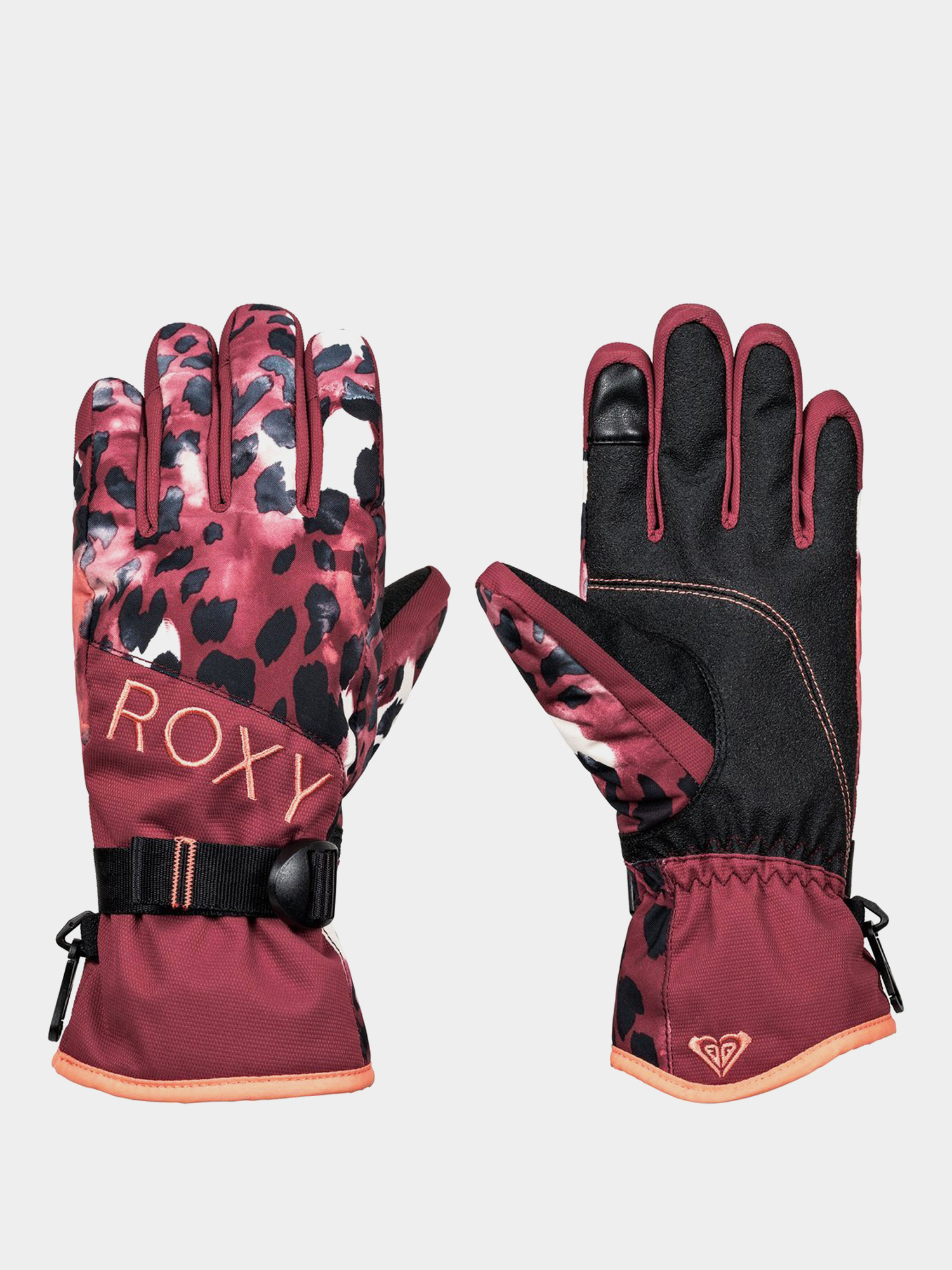 Rękawice Roxy Jetty Gloves Wmn (oxblood red leopold)
