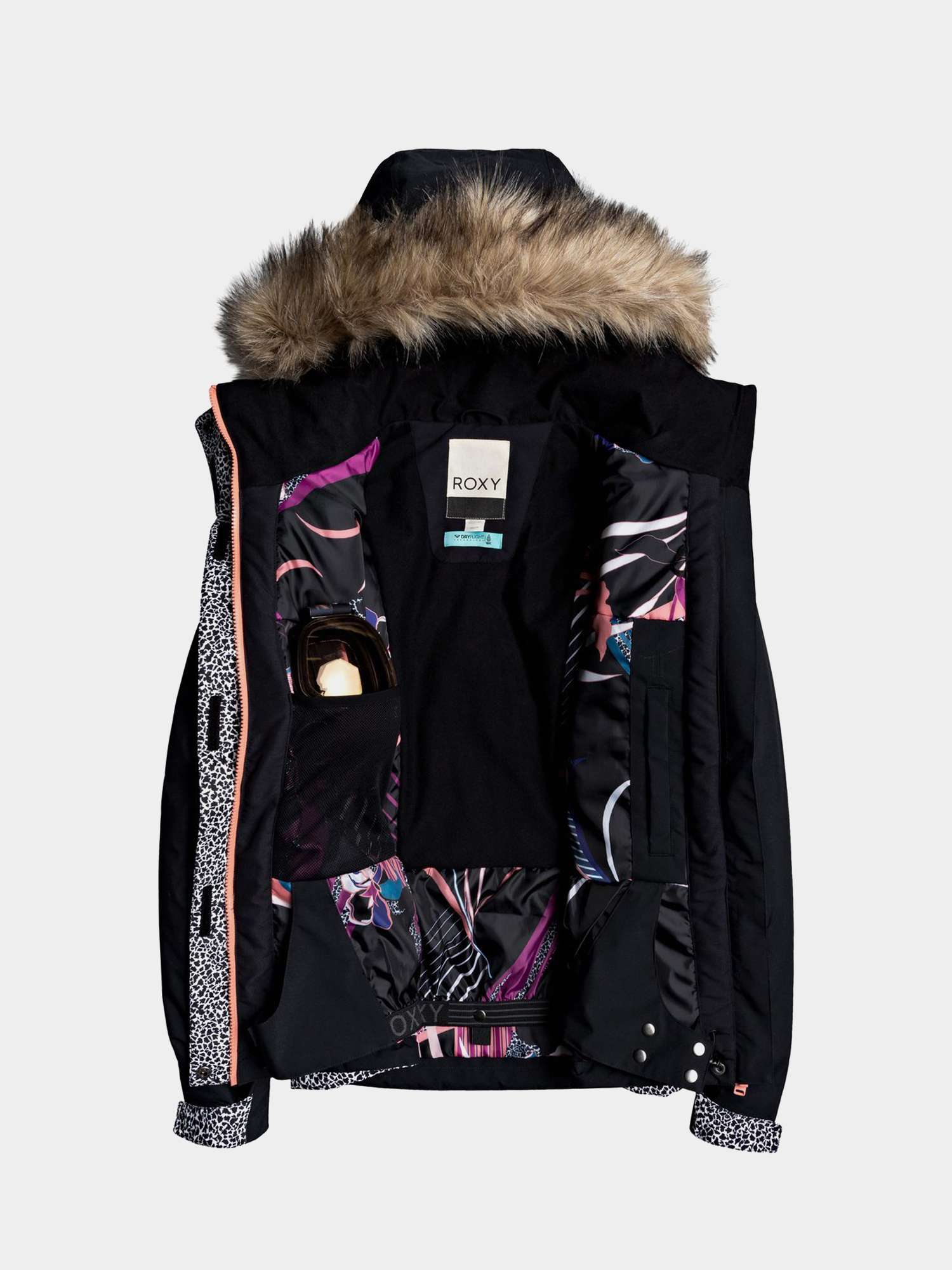Damska Kurtka snowboardowa Roxy Jet Ski (true black pop animal)