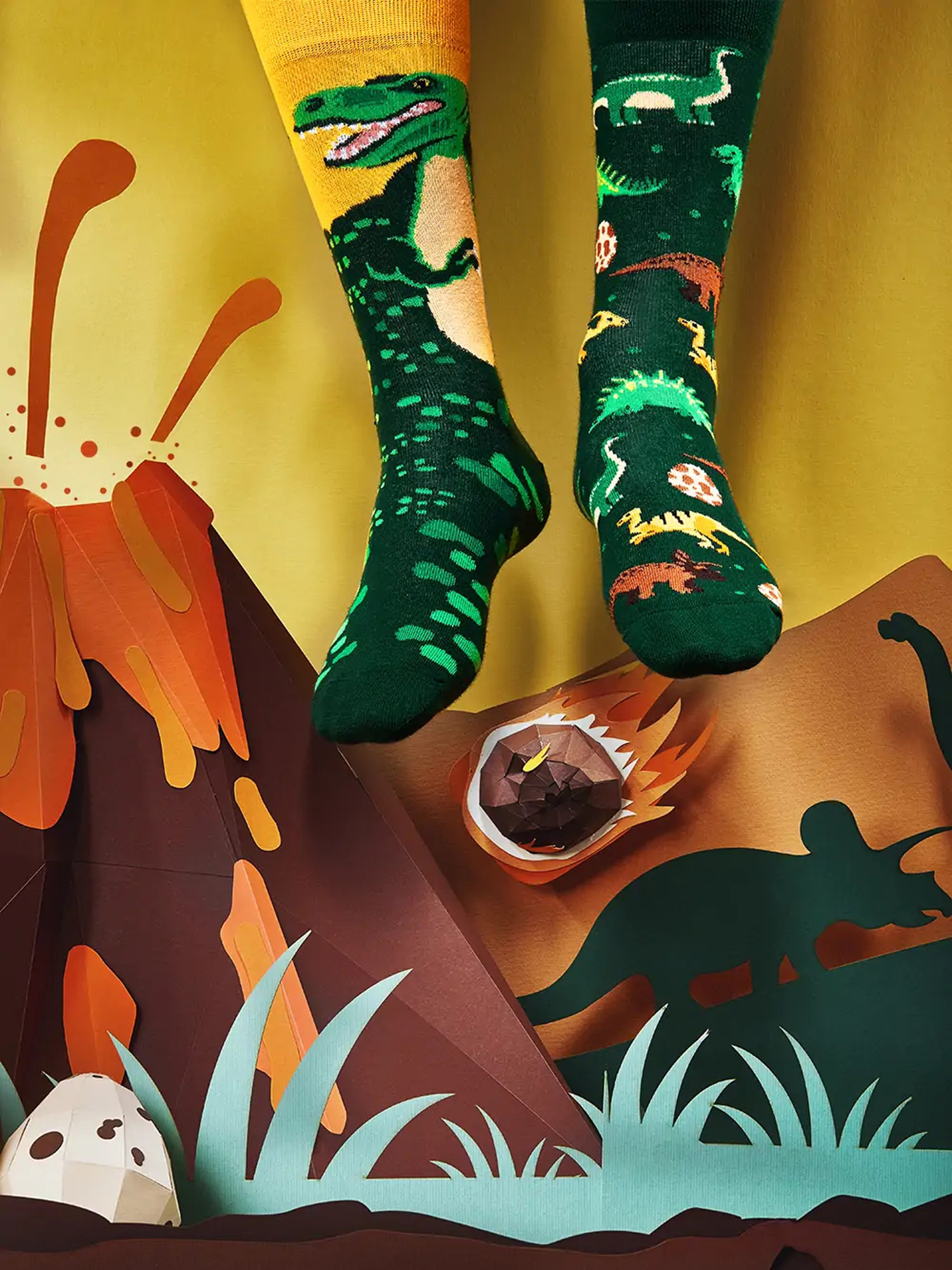 Skarpetki Many Mornings The Dinosaurs (green/yellow)