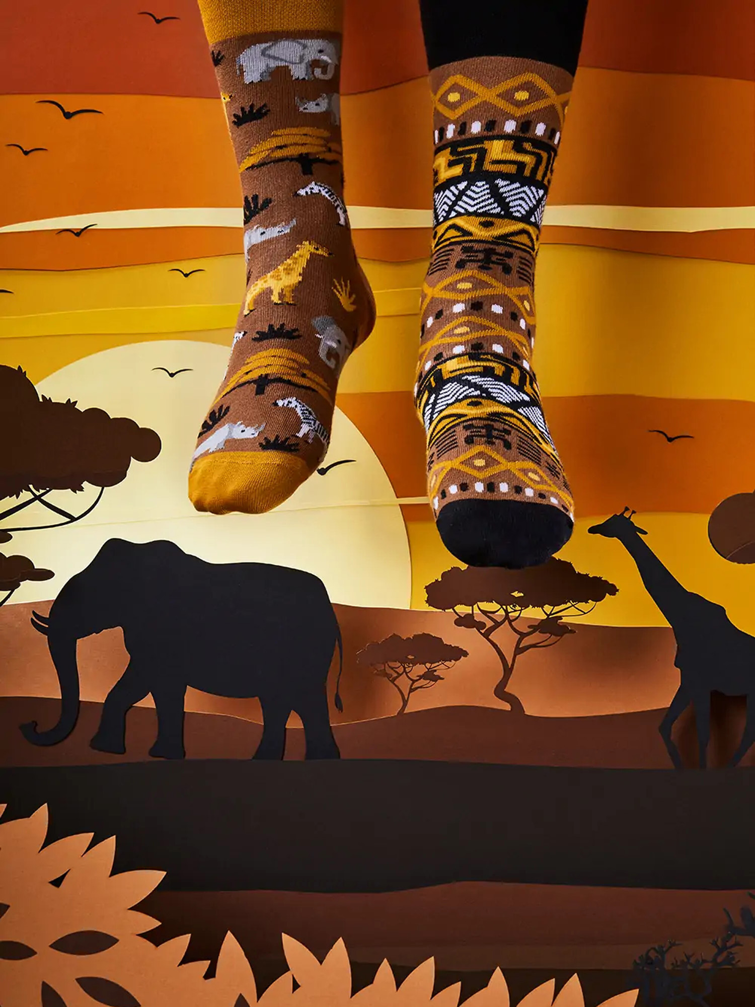 Skarpetki Many Mornings Safari Trip (brown/yellow)