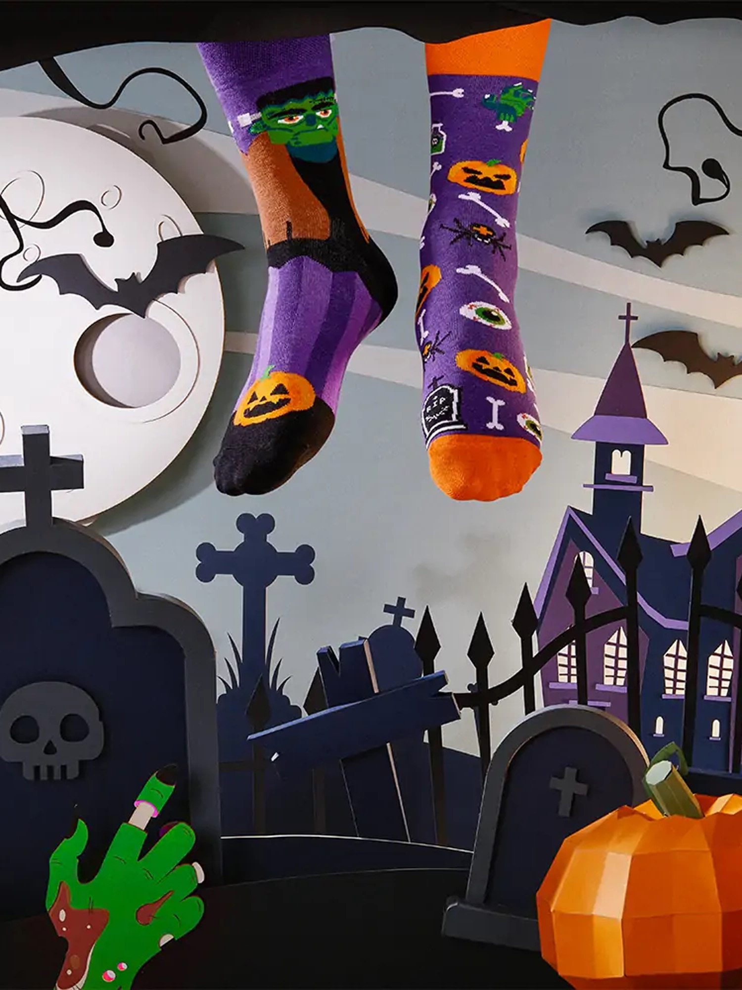 Skarpetki Many Mornings Frankenfeet (orange/violet)