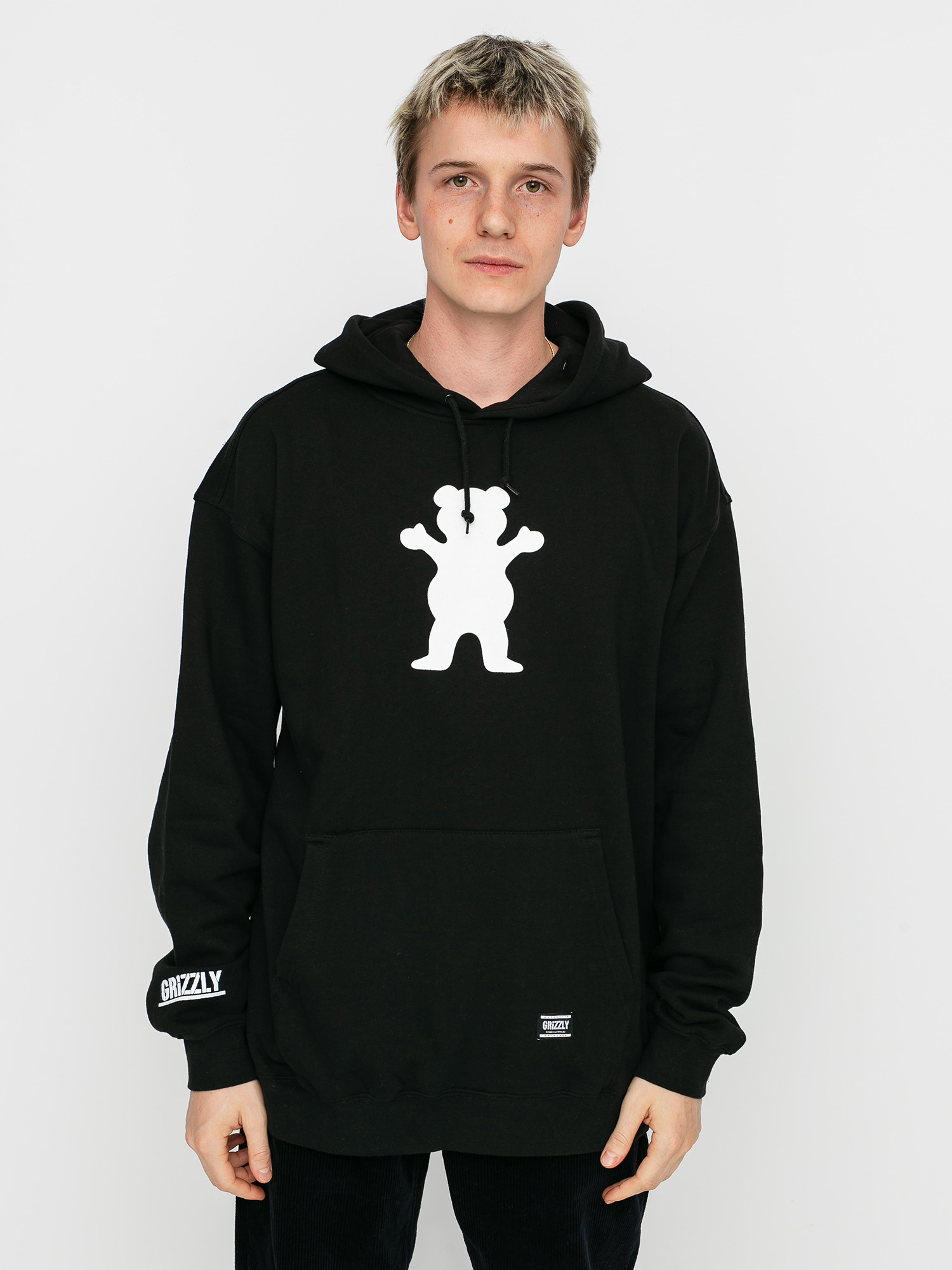 Bluza z kapturem Grizzly Griptape OG Bear HD (black/white)