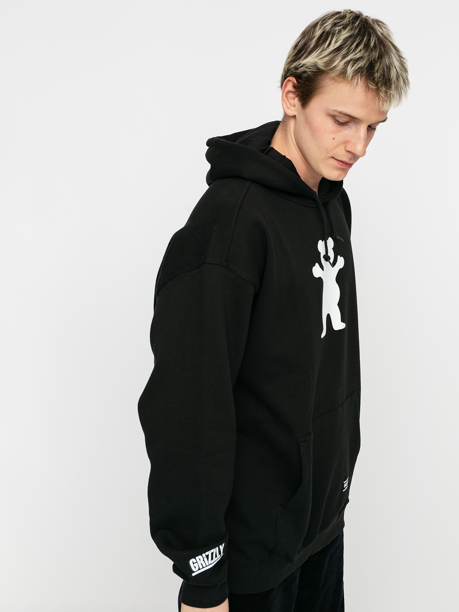 Bluza z kapturem Grizzly Griptape OG Bear HD (black/white)