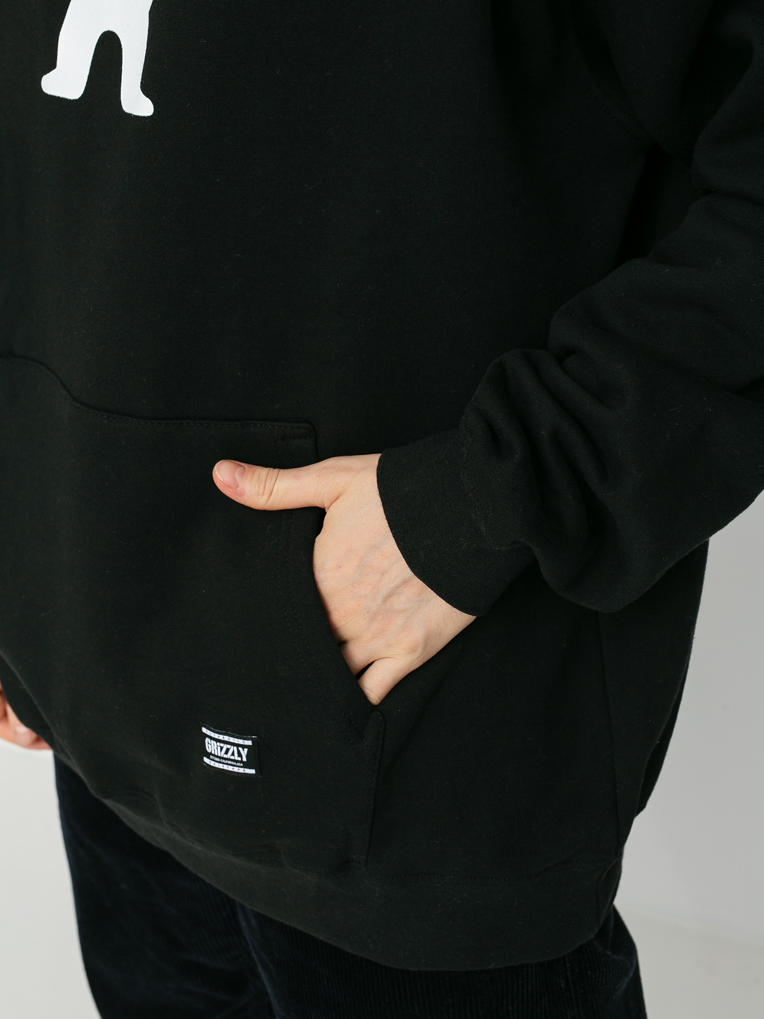 Bluza z kapturem Grizzly Griptape OG Bear HD (black/white)