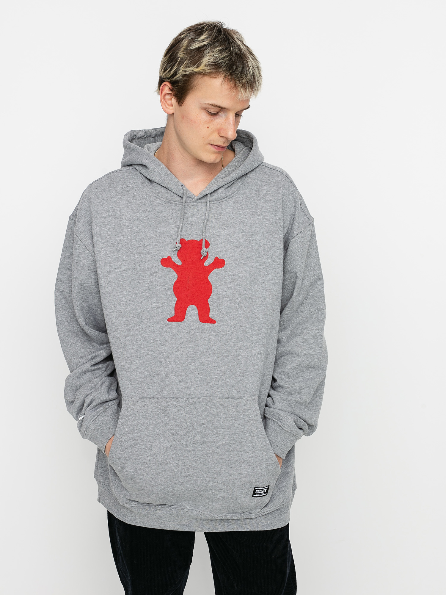 Bluza z kapturem Grizzly Griptape OG Bear HD (heather/red)