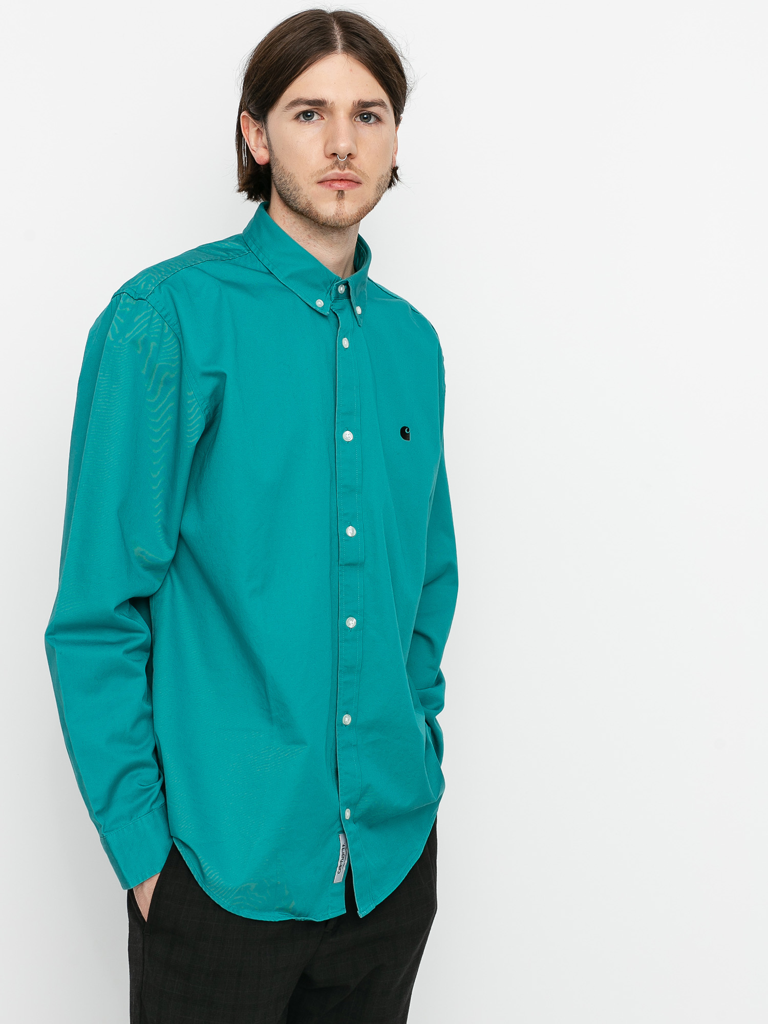 Koszula Carhartt WIP Madison (frosted turquoise/black)